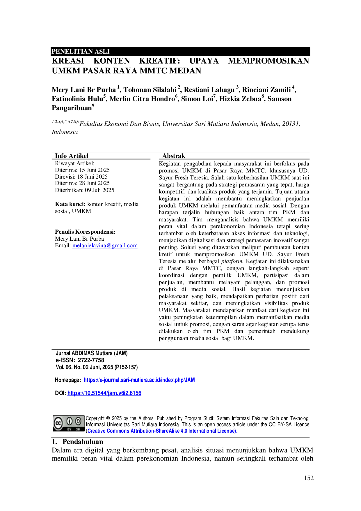 JURIS Kreasi Konten Kreatif Upaya Mempromosikan Umkm Pasar Raya Mmtc Medan
