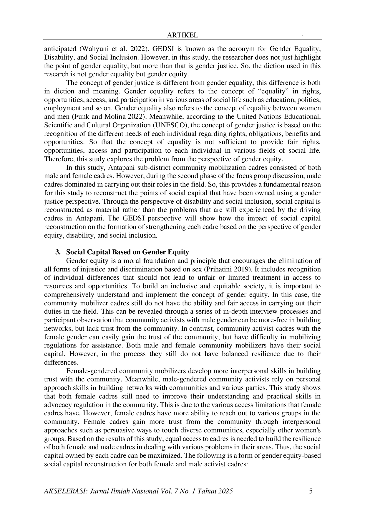 JURIS Social Capital Reconstruction on Resilience Building of Community Cadres Based on Gedsi