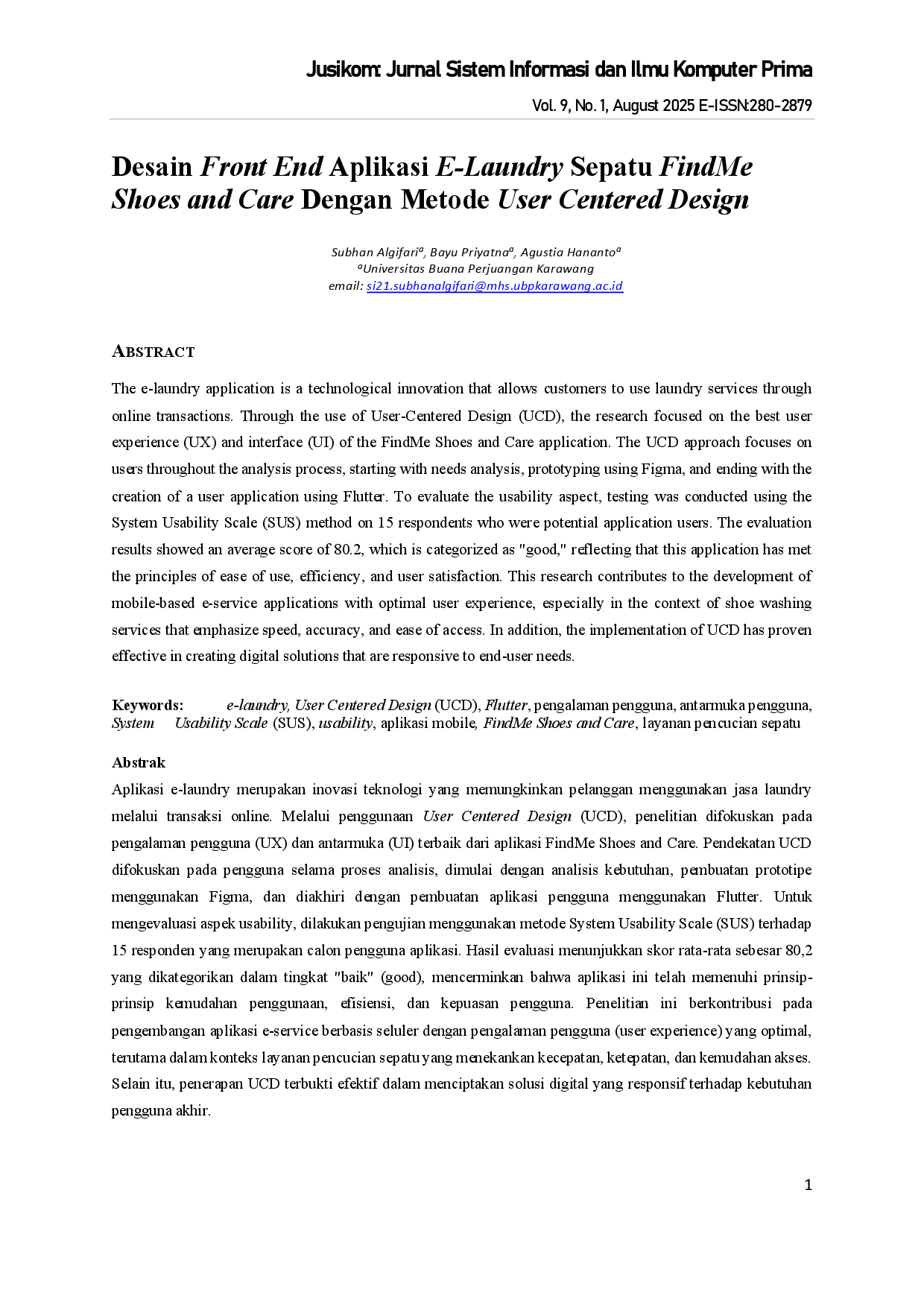 juris Desain Front End Aplikasi E Laundry Sepatu FindMe Shoes and Care dengan Metode User Centered Design