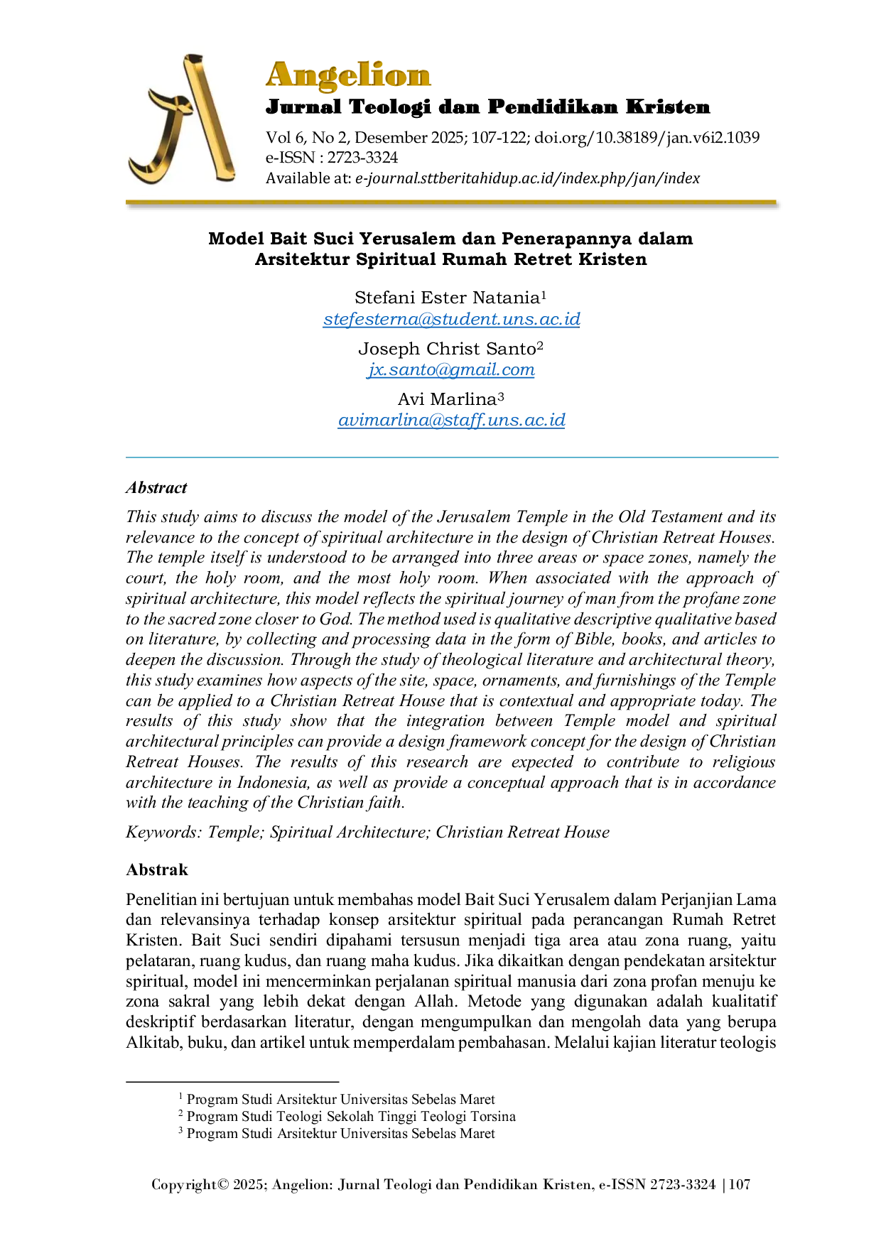 JURIS Model Bait Suci Yerusalem dan Penerapannya dalam Arsitektur Spiritual Rumah Retret Kristen