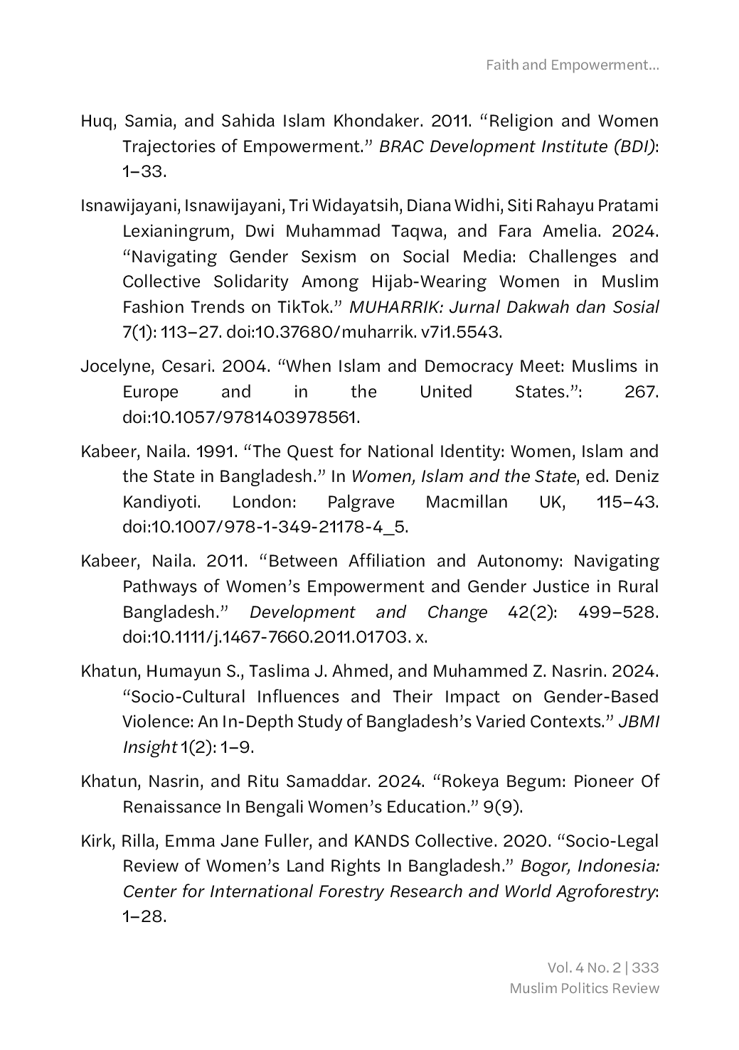 JURIS Faith and Empowerment among Bangladeshi Muslim Women