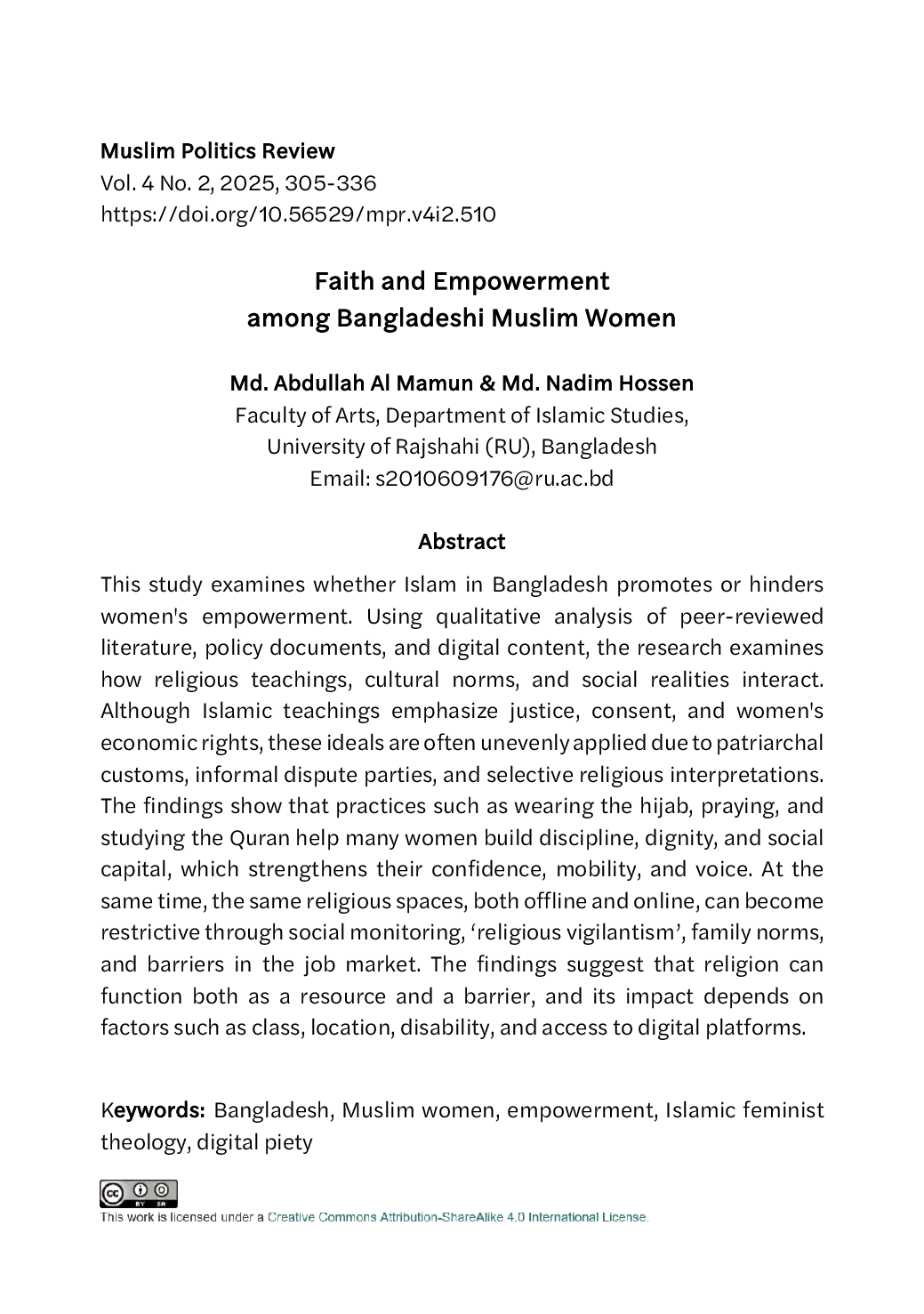 JURIS Faith and Empowerment among Bangladeshi Muslim Women