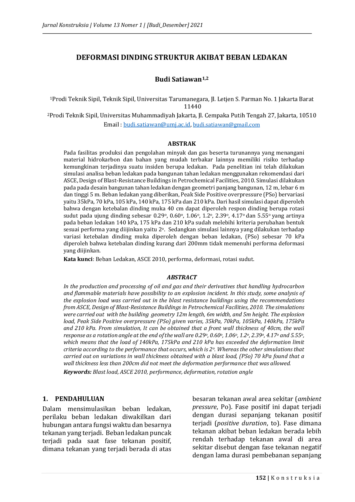 JURIS Deformasi Dinding Struktur Akibat Beban Ledakan