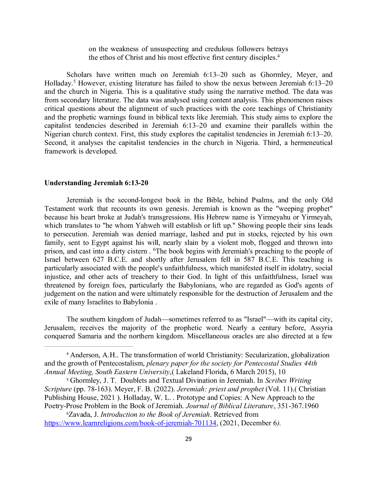 JURIS Capitalist tendencies in Jeremiah 6 13 20 and the church in economically unstable Nigeria