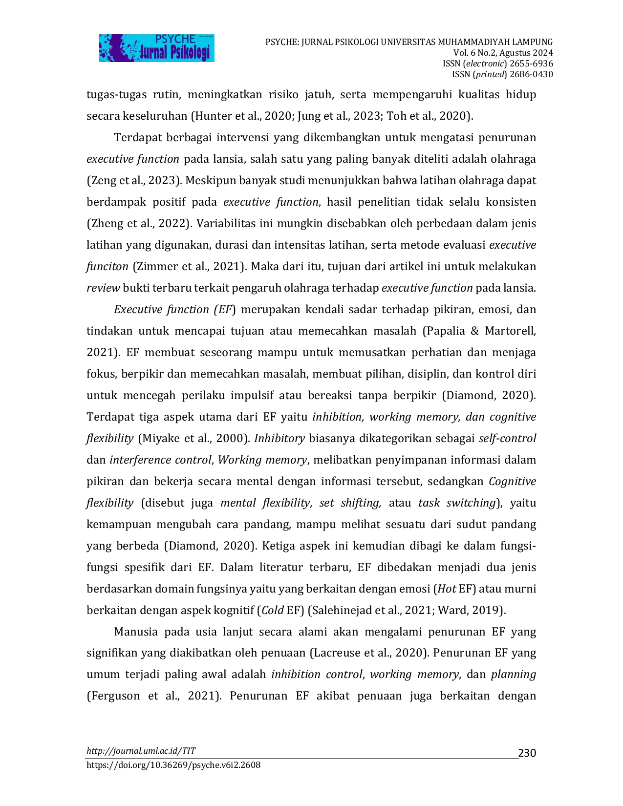 JURIS Efektivitas Olahraga Pada Peningkatan Executive Function Pada Lansia Systematic Review