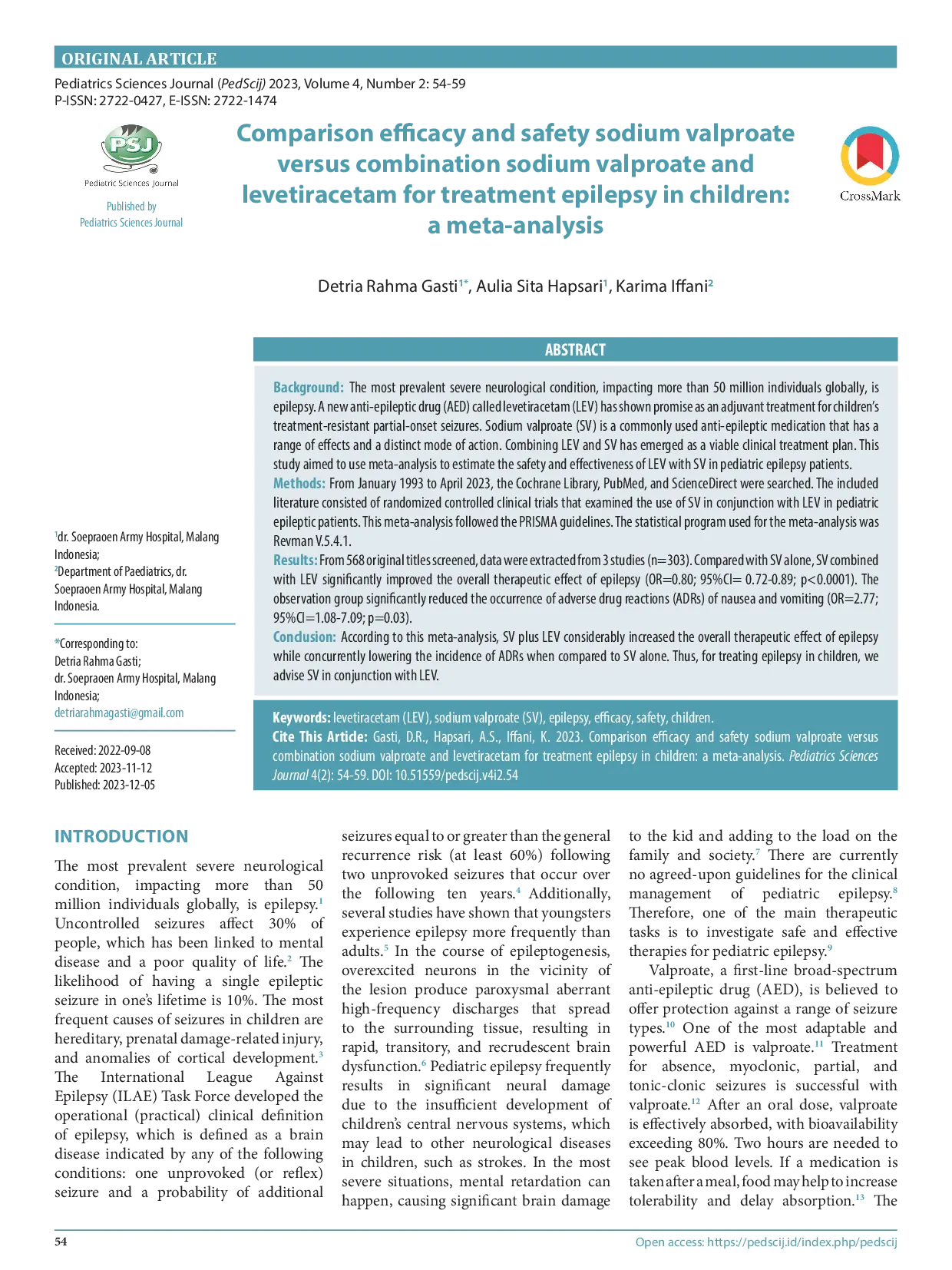 juris Comparison efficacy and safety sodium valproate versus combination sodium valproate and levetiracetam for treatment epilepsy in children a meta analysis