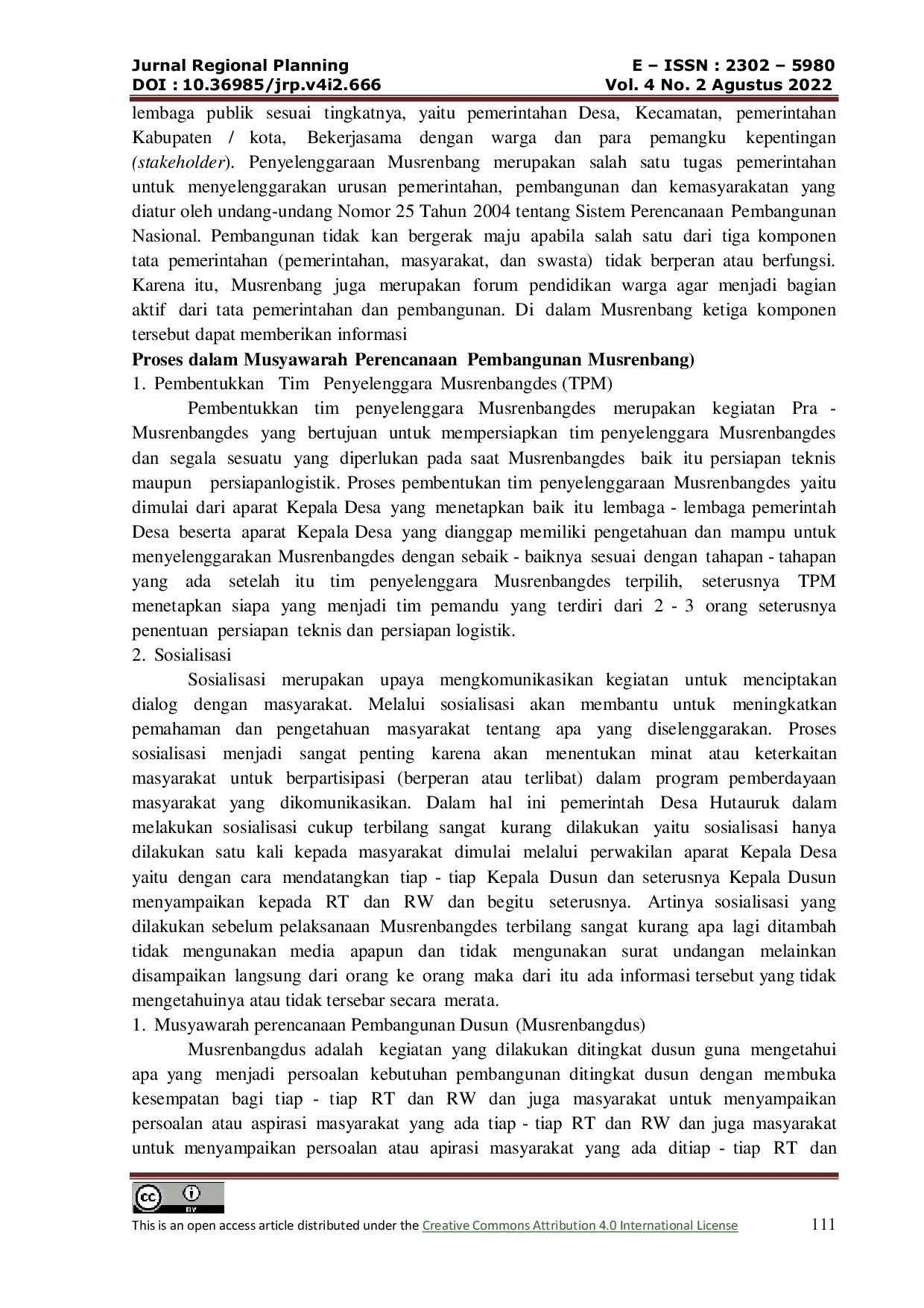 JURIS Implikasi Musyawarah Perencanaan Pembangunan Desa Terhadap Pembangunan Studi Kasus Di Desa Hutauruk Kecamatan Sipoholon Kabupaten Tapanuli Utara