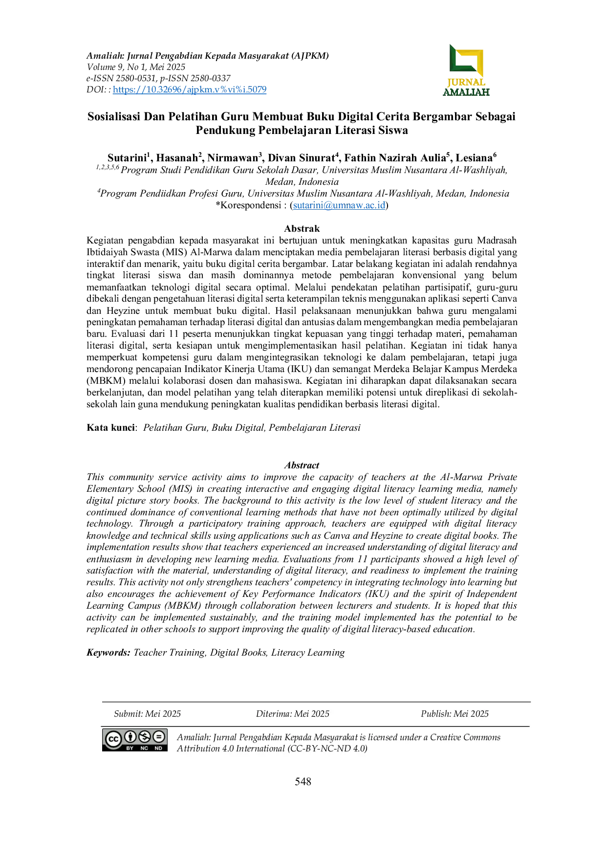 JURIS Sosialisasi Dan Pelatihan Guru Membuat Buku Digital Cerita Bergambar Sebagai Pendukung Pembelajaran Literasi Siswa