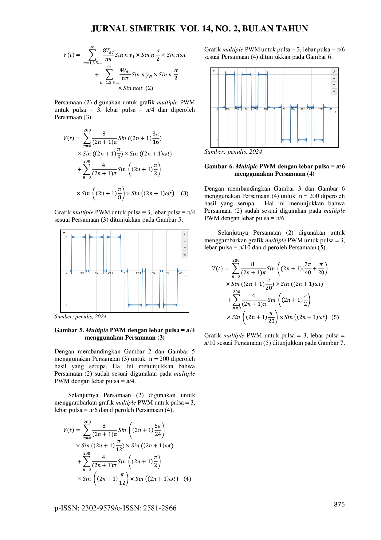 JURIS Pemodelan Multiple Pulse Width Modulation Berbasis Fourier Series Untuk Jumlah Pulsa Sebanyak Tiga