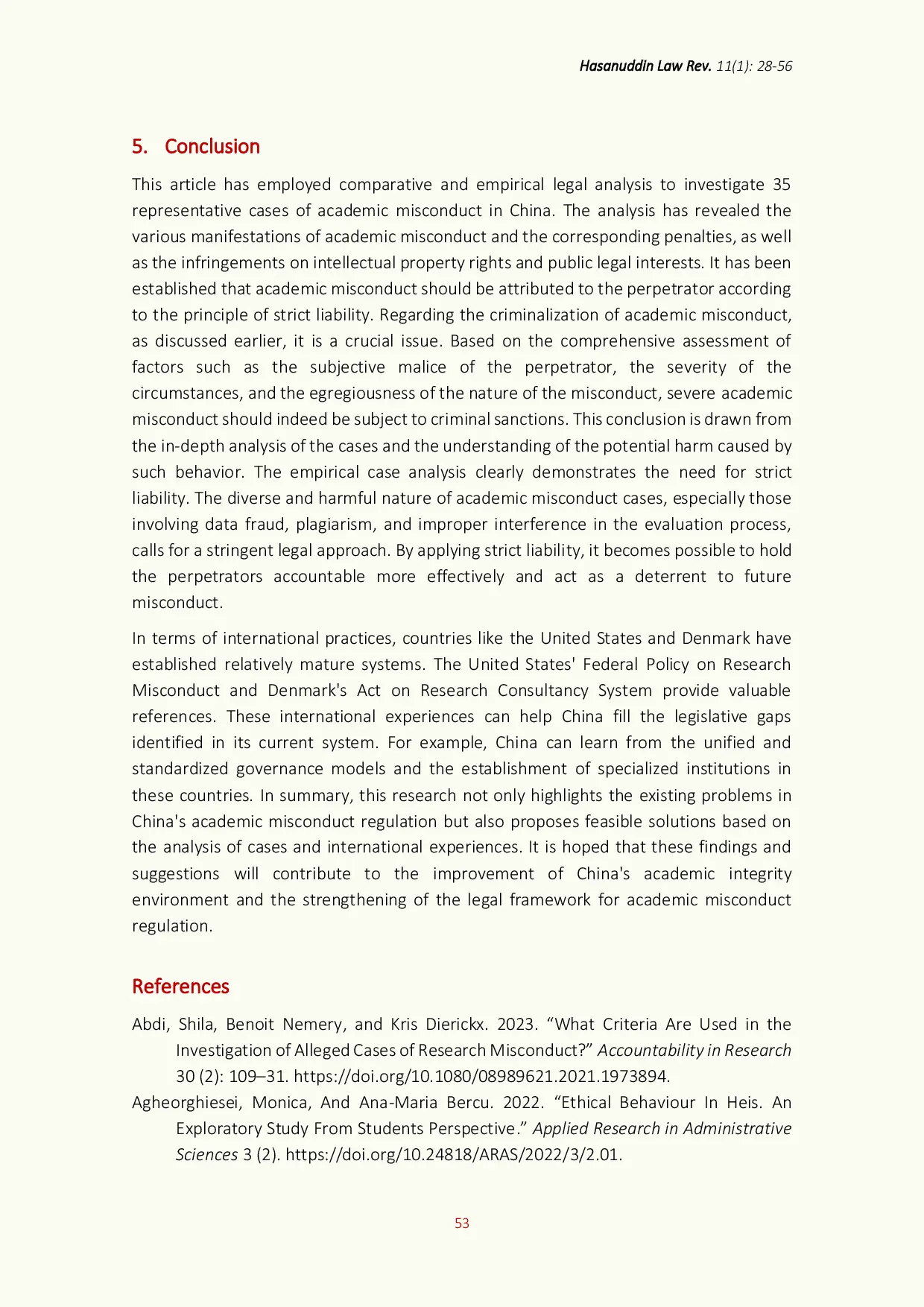 JURIS Academic Misconduct Responsibilities An Empirical Comparison Using 35 Chinese Cases as a Foundation