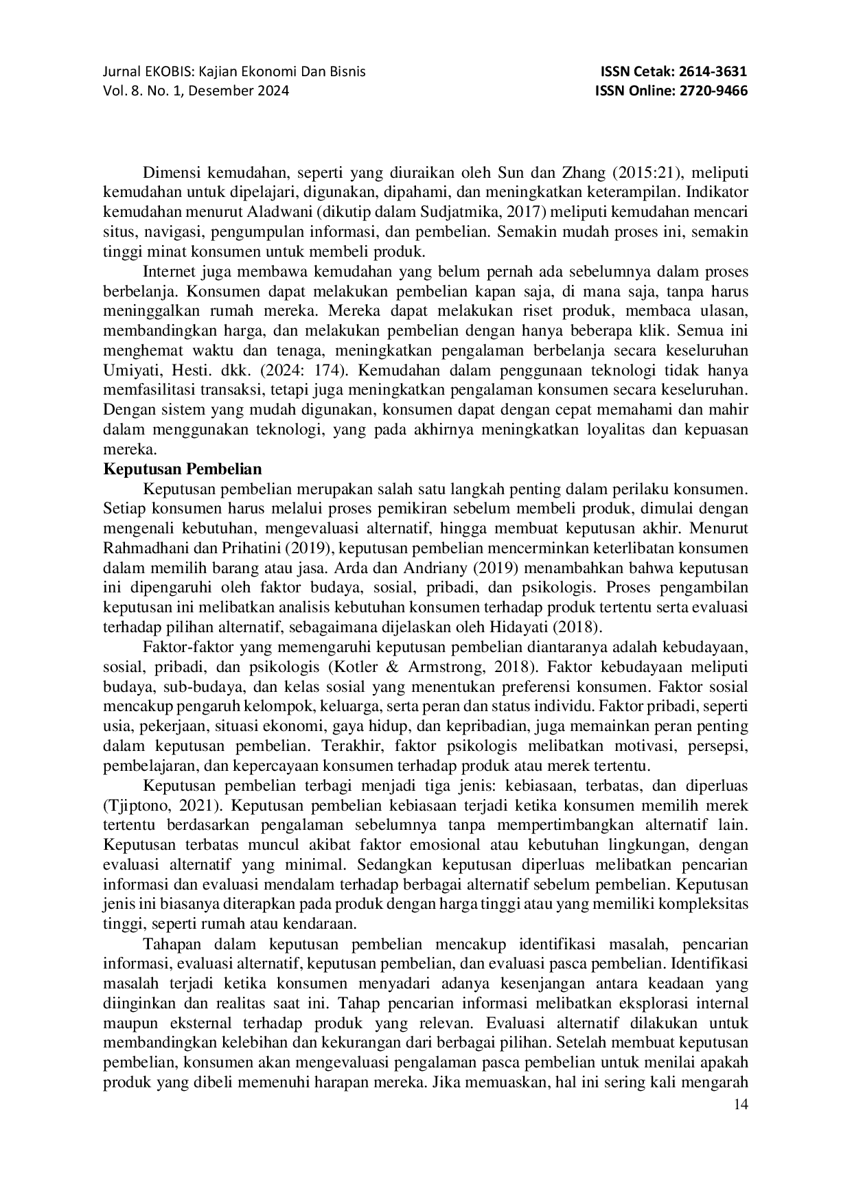 juris Pengaruh Kepercayaan Dan Kemudahan Terhadap Keputusan Pembelian Secara Online Di Aplikasi Lazada