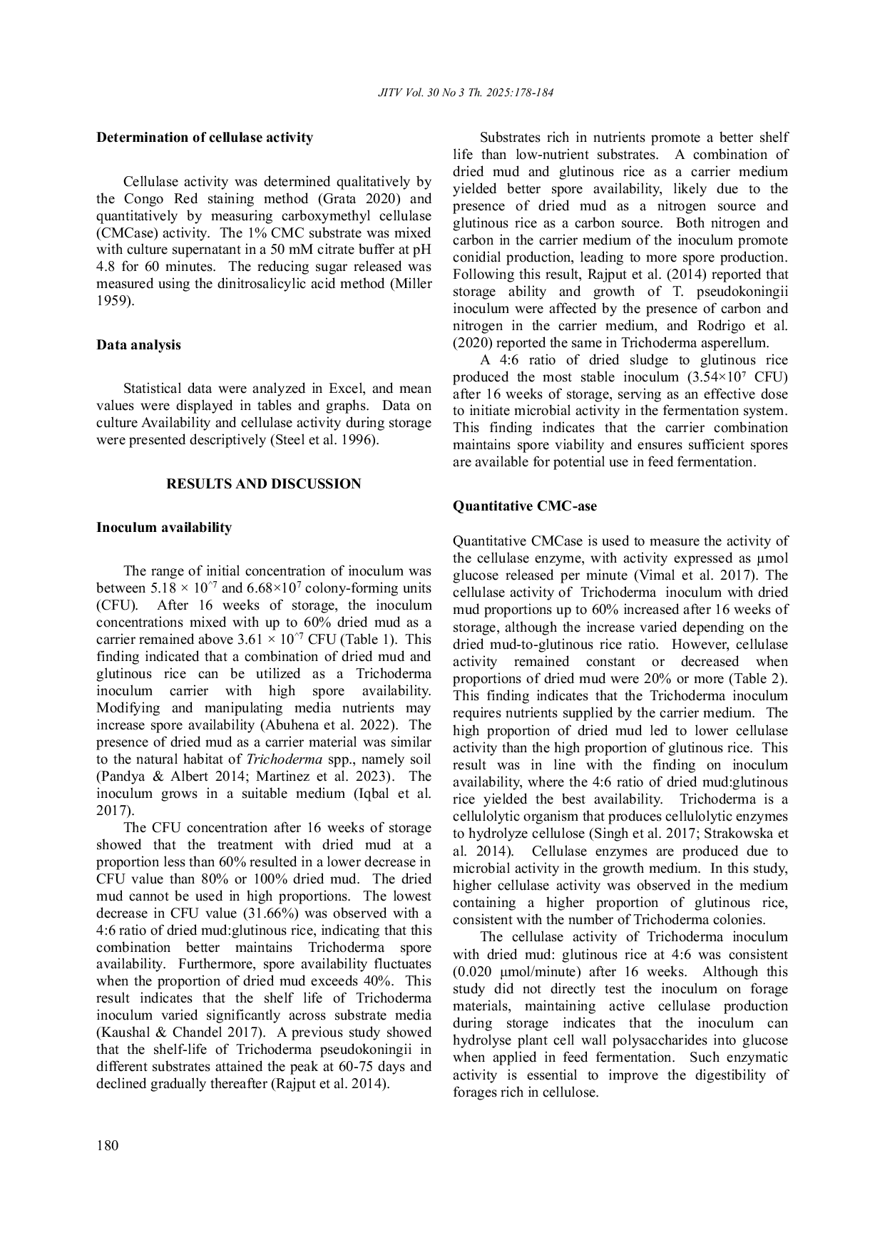 JURIS Shelf Life of Trichoderma Mutant Inoculum with Dried Mud and Glutinous Rice as Carrier Materials