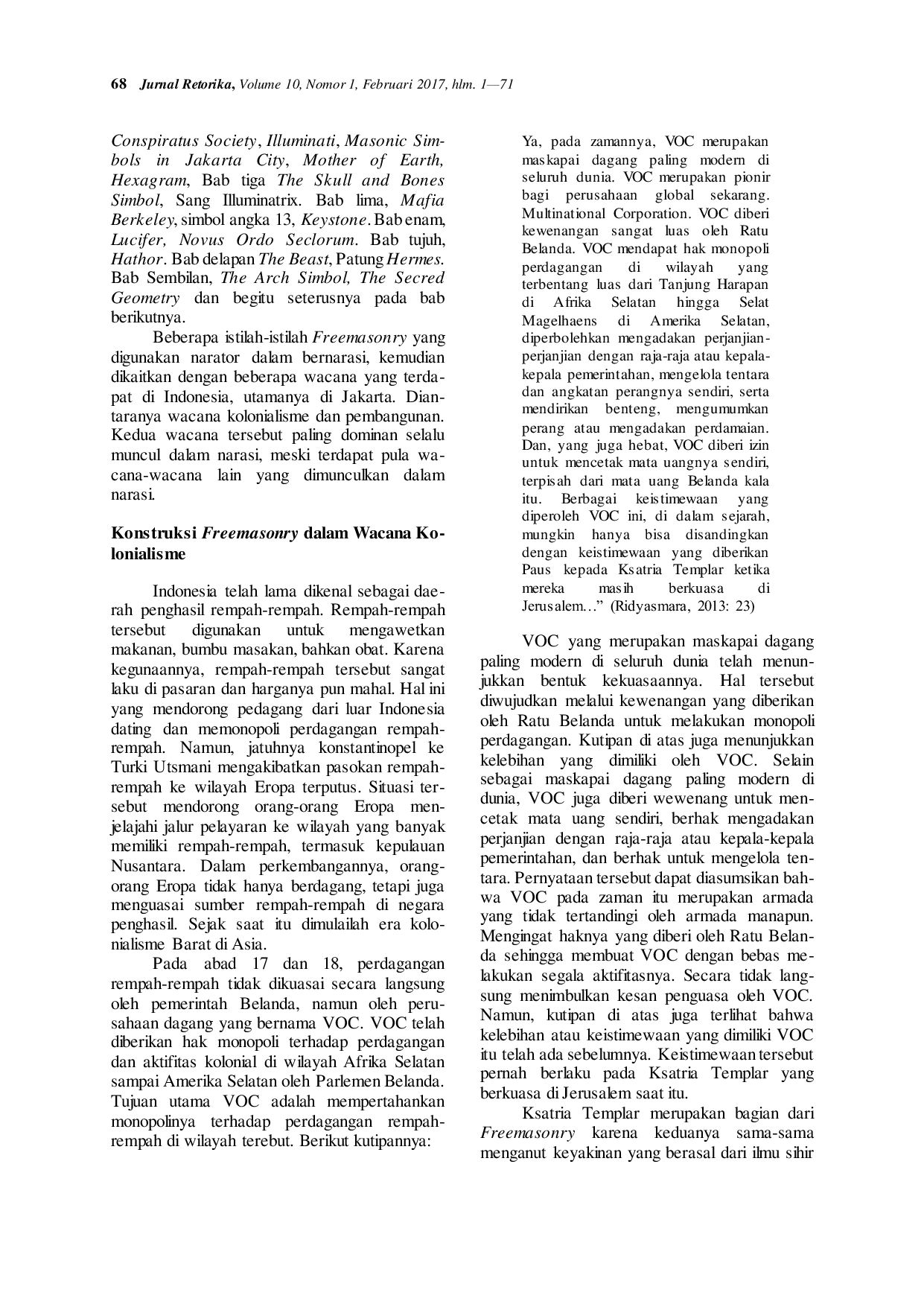 JURIS Jakarta Kota Freemasonry dalam Novel The Jacatra Secret Karya Rizki Ridyasmara