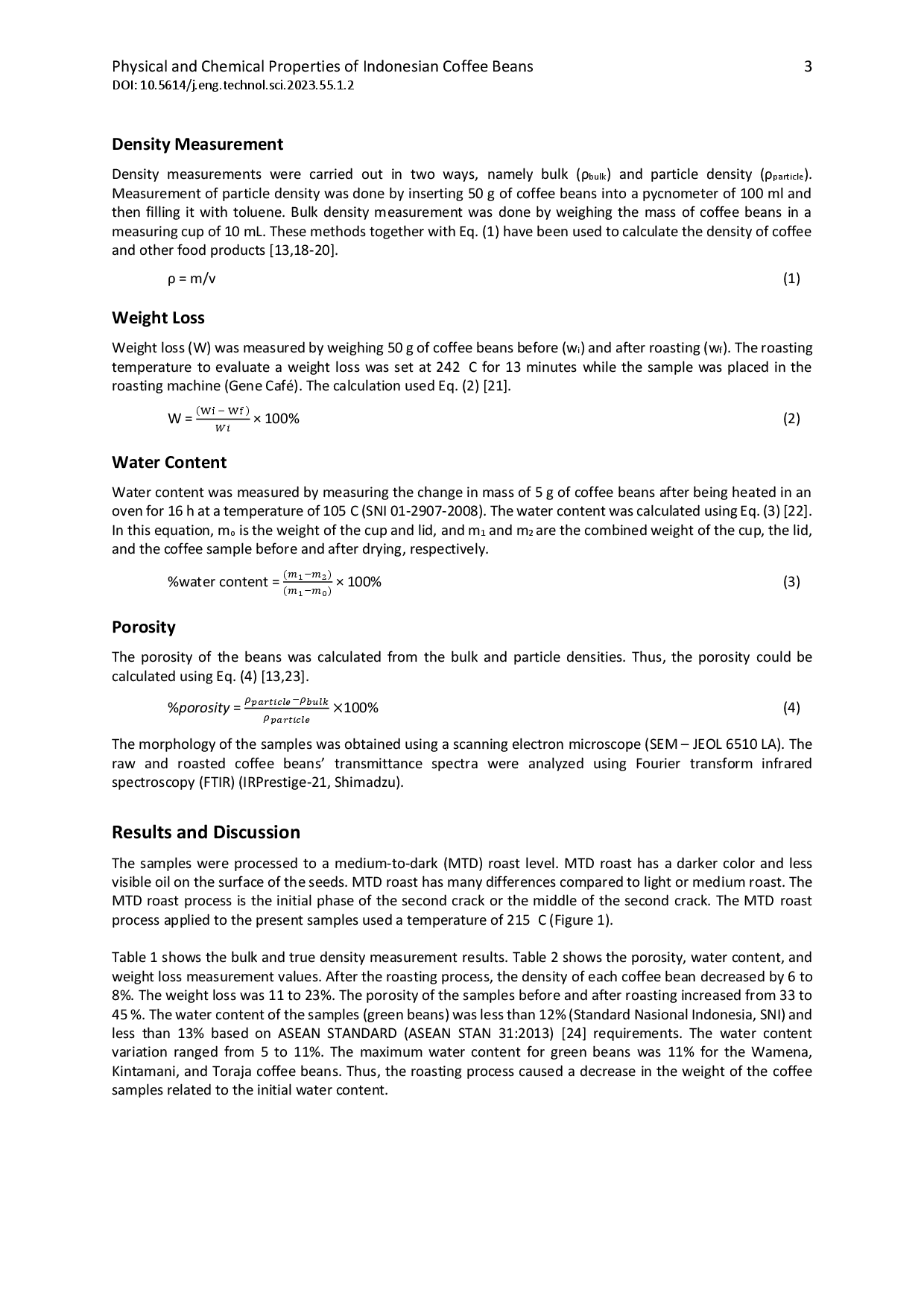 juris Physical and Chemical Properties of Indonesian Coffee Beans for Different Postharvest Processing Methods