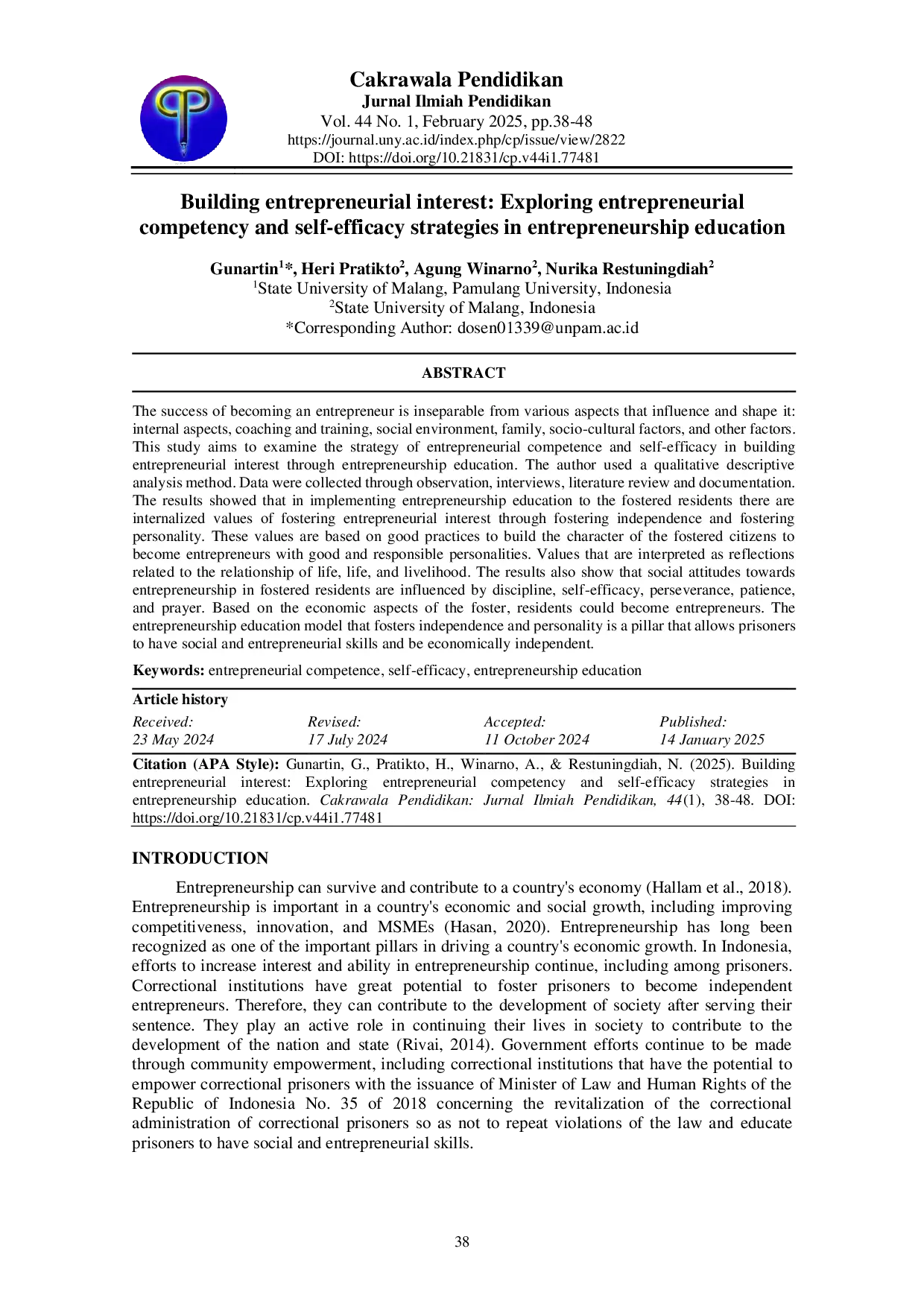 juris Building entrepreneurial interest Exploring entrepreneurial competency and self efficacy strategies in entrepreneurship education