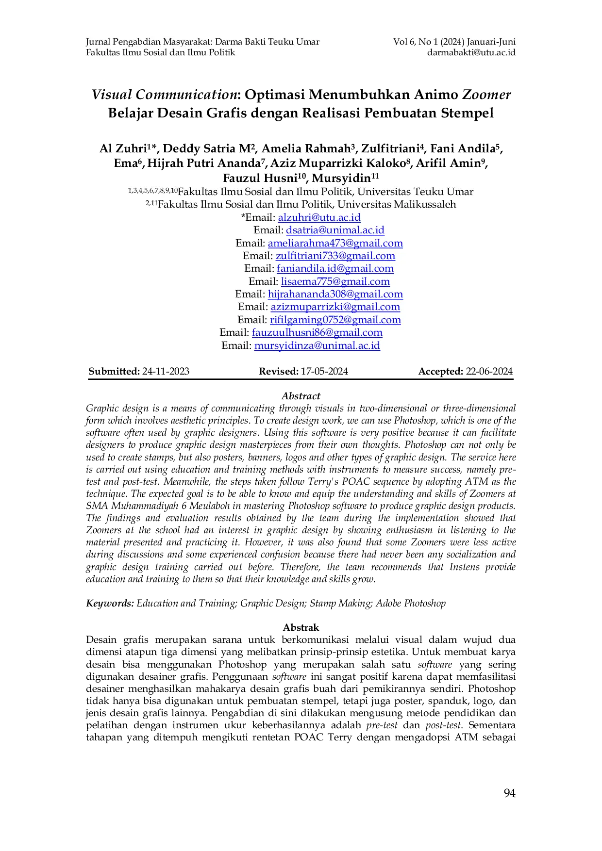 JURIS Visual Communication Optimasi Menumbuhkan Animo Zoomer Belajar Desain Grafis dengan Realisasi Pembuatan Stempel