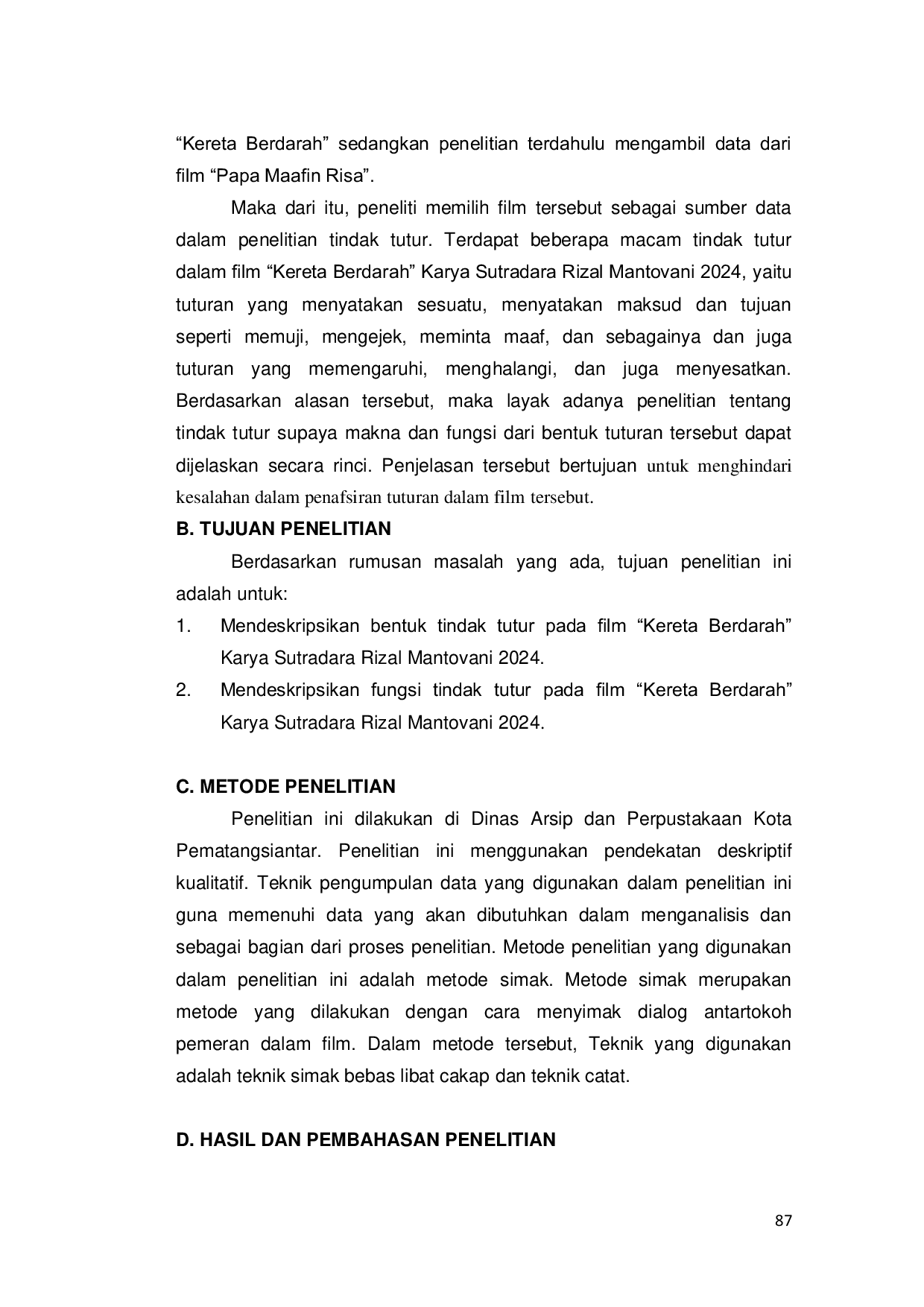 JURIS Analisis Tindak Tutur Dalam Film Kereta Berdarah Karya Sutradara Rizal Mantovani 2024