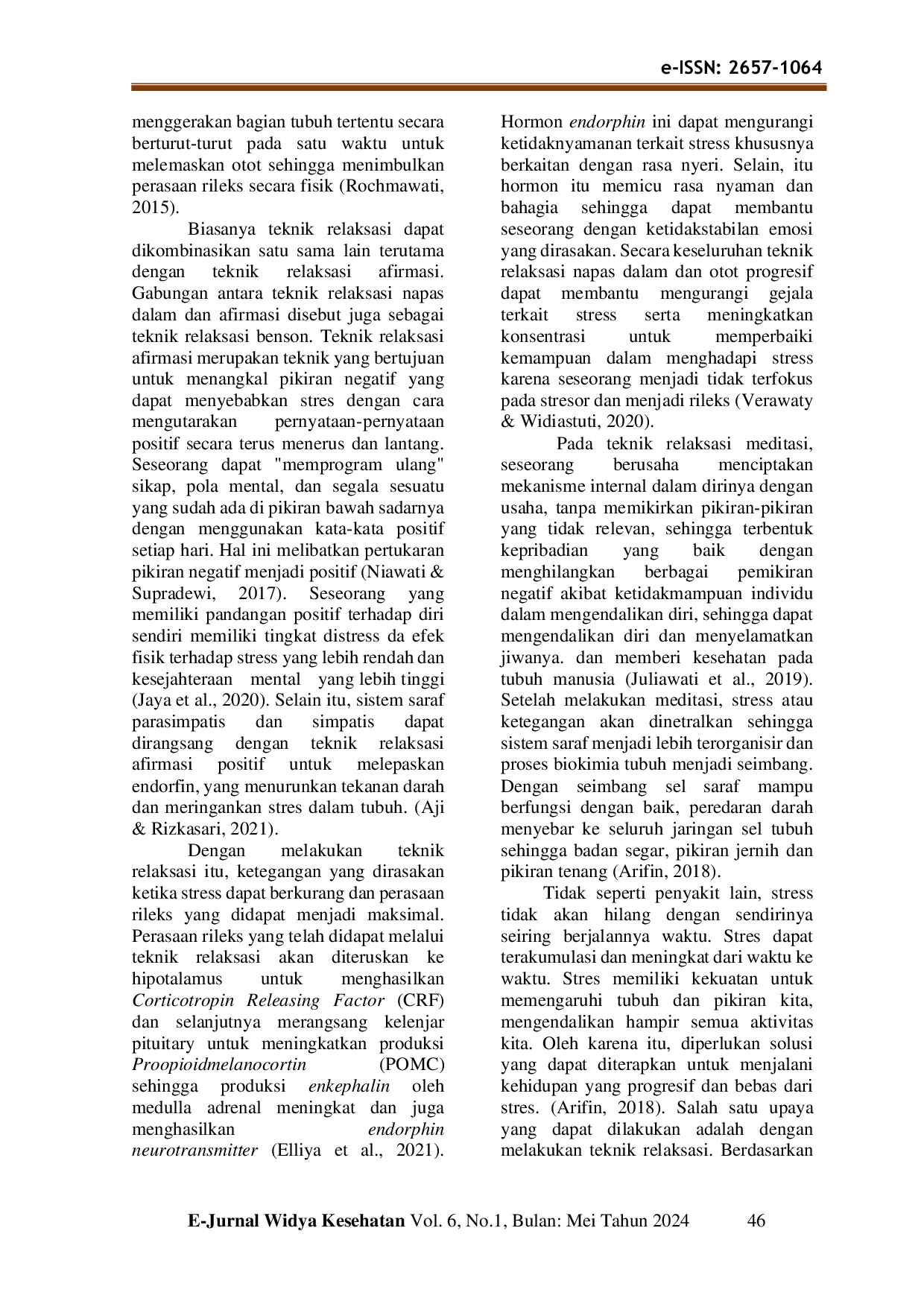 JURIS Pengaruh teknik relaksasi terhadap penurunan tingkat stress dan gejala stress The effect of relaxation techniques on stress level reduction and stress symptoms reduction