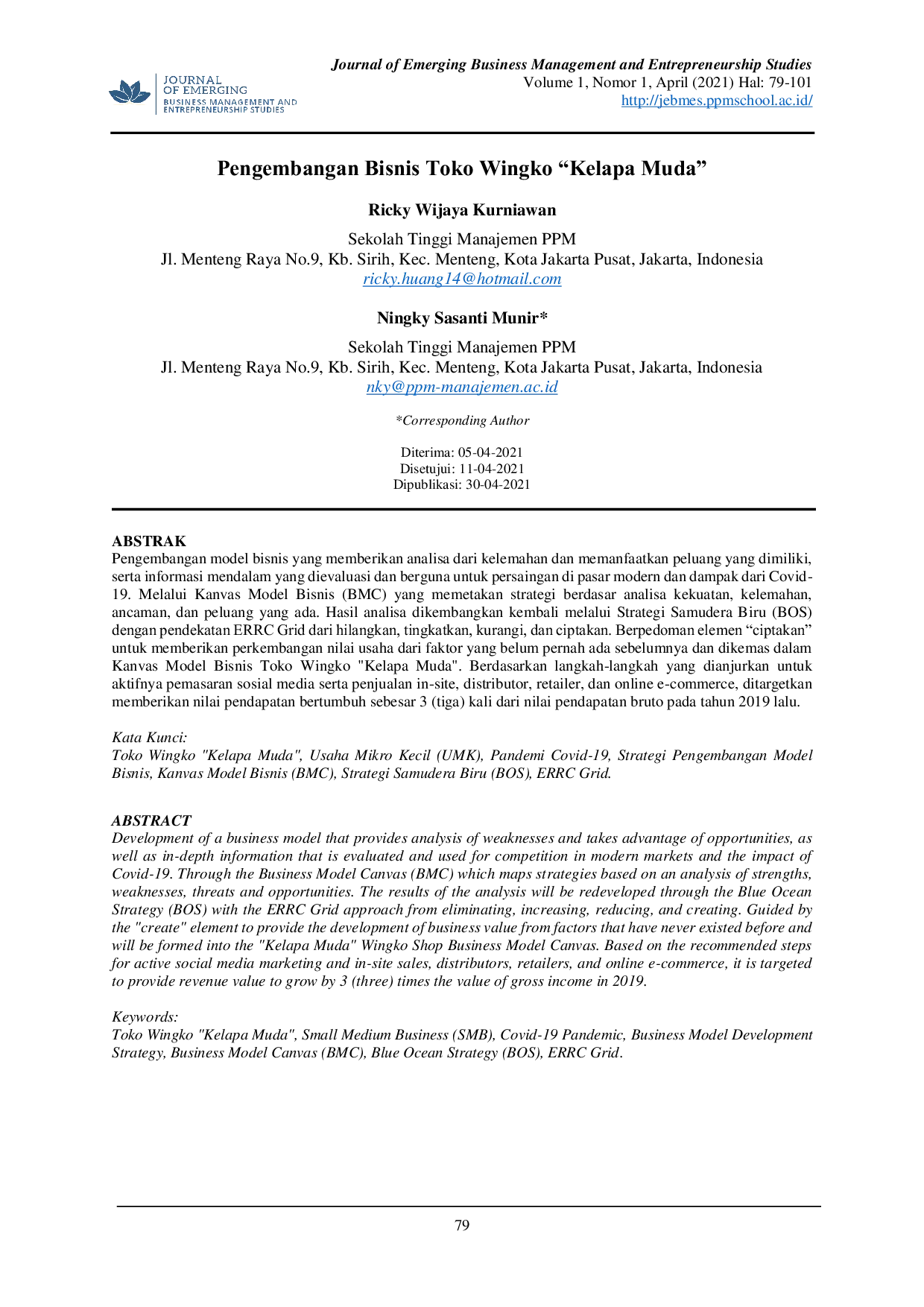 JURIS Pengembangan Bisnis Toko Wingko Kelapa Muda