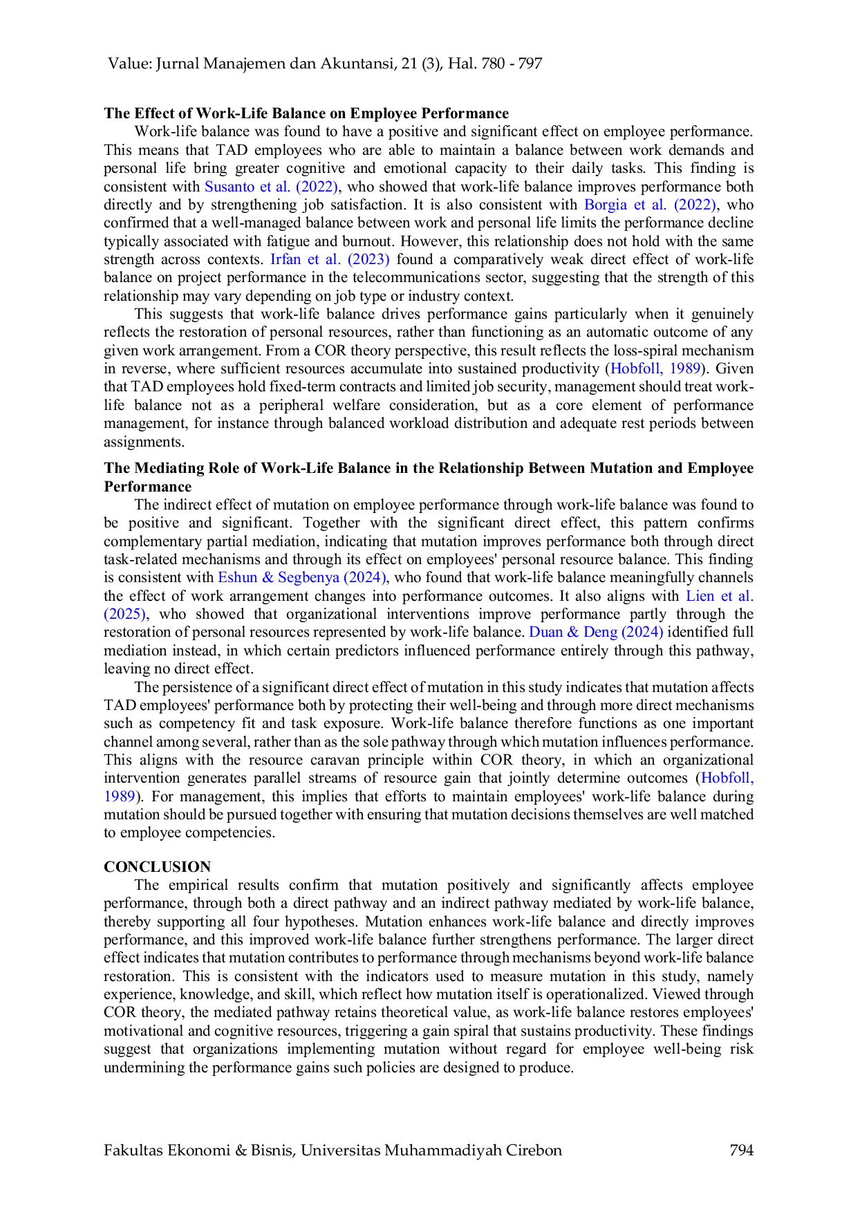 JURIS Job Mutation and Employee Performance The Mediating Role of Work Life Balance