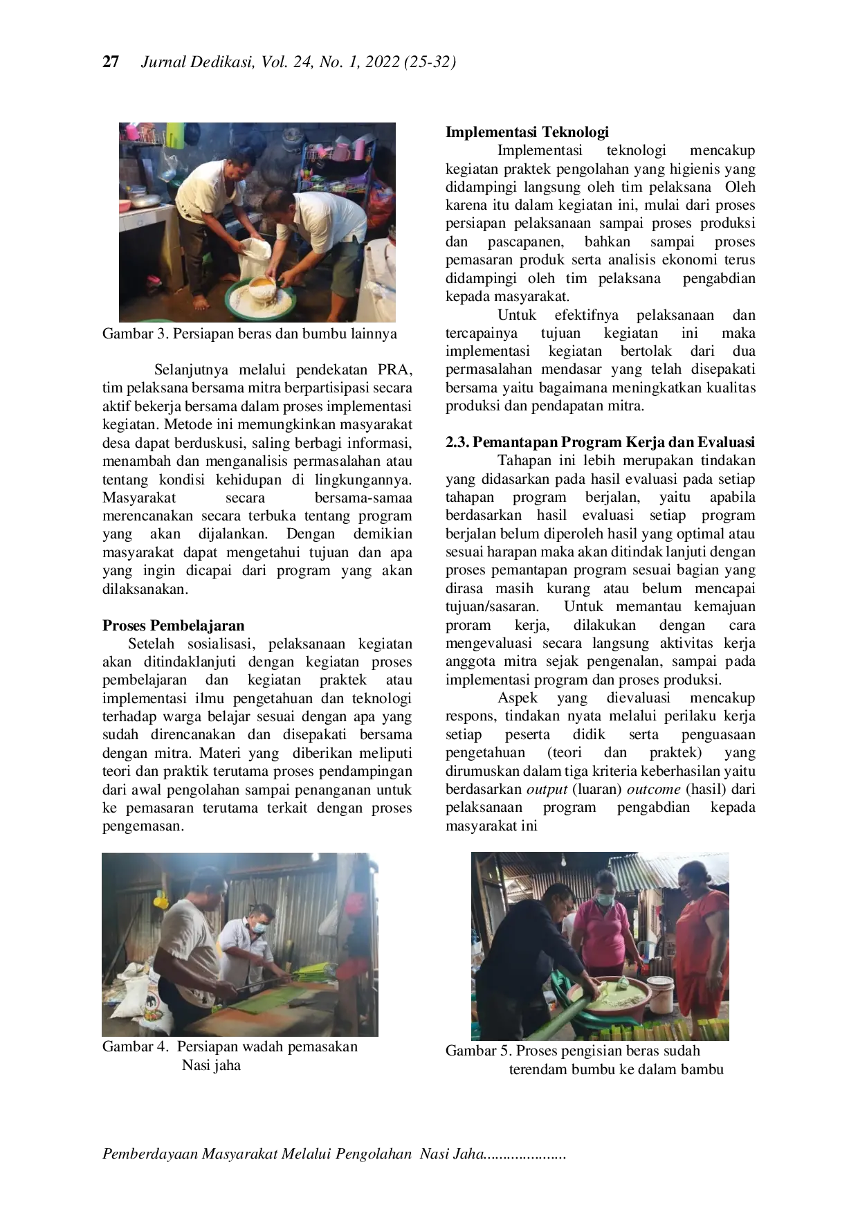 JURIS Pemberdayaan Masyarakat Melalui Pengolahan Nasi Jaha di Kombos Timur Manado