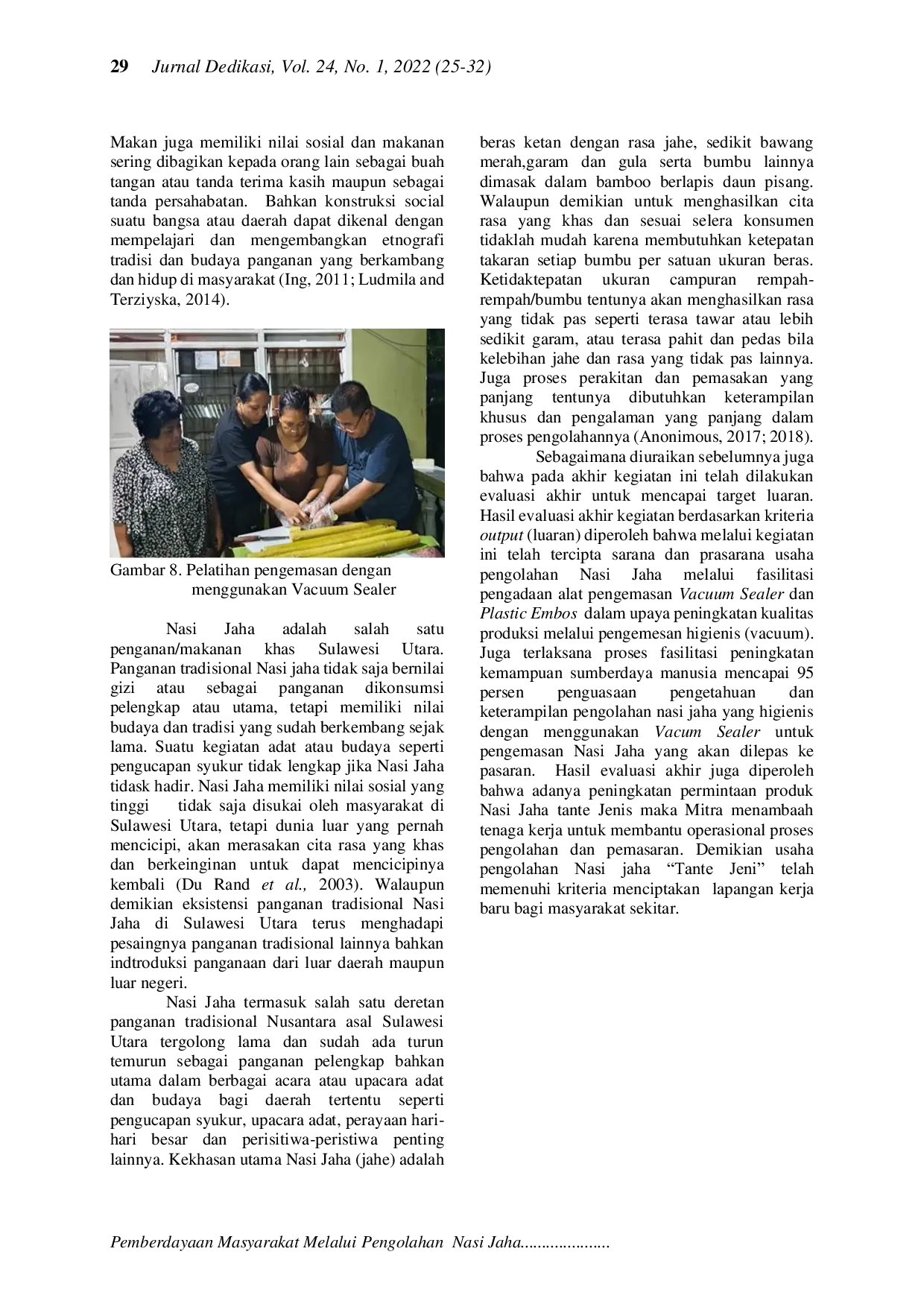 JURIS Pemberdayaan Masyarakat Melalui Pengolahan Nasi Jaha di Kombos Timur Manado