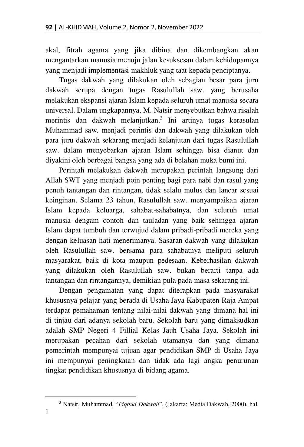 JURIS Penanaman Nilai Nilai Dakwah Dalam Proses Pembelajaran Agama Di Smp Negeri 4 Filial Kelas Jauh Usaha Jaya