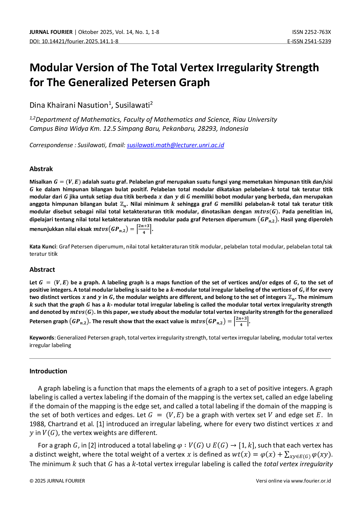 JURIS Modular Version of The Total Vertex Irregularity Strength for The Generalized Petersen Graph