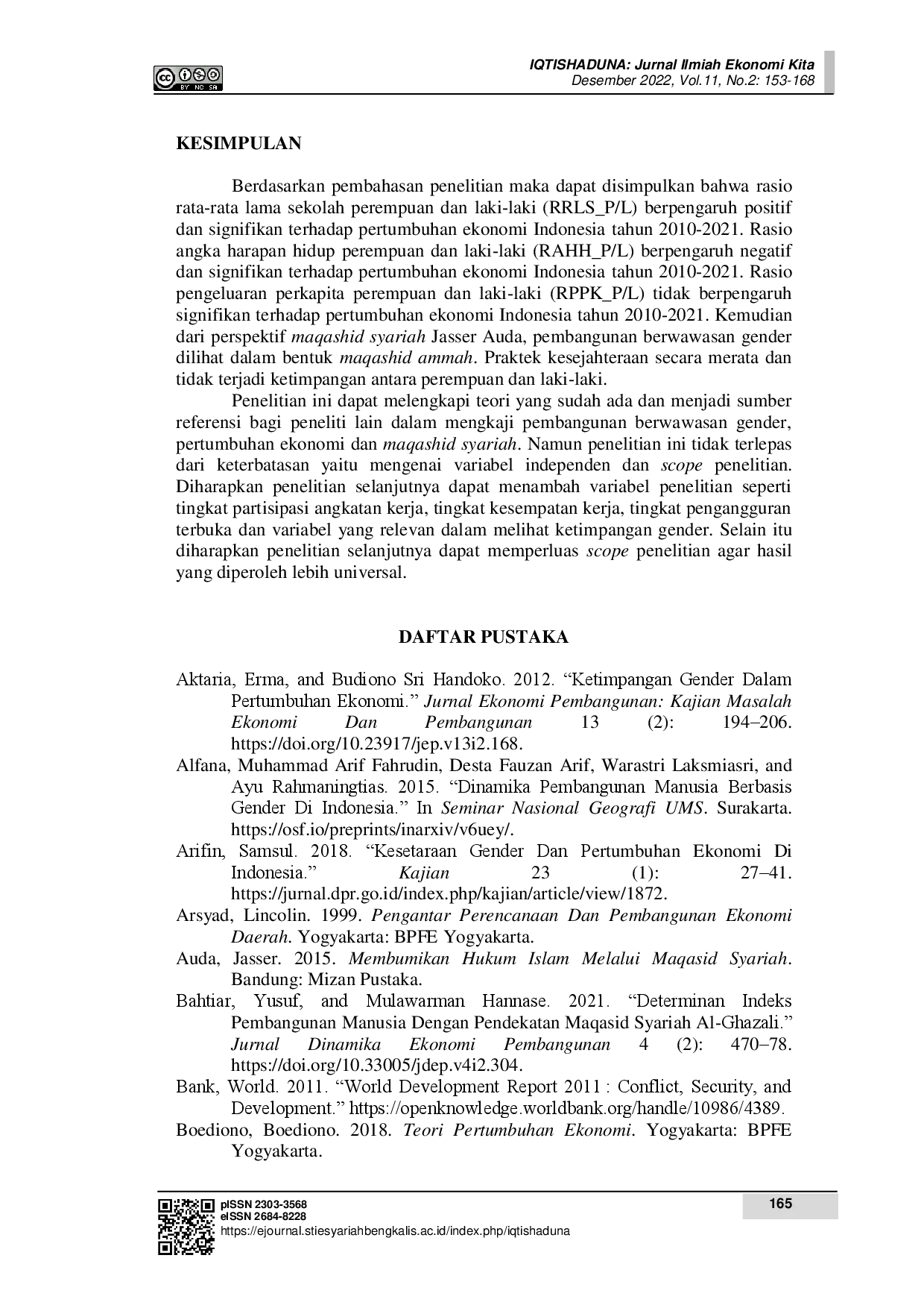 juris Pembangunan Berwawasan Gender Dalam Pertumbuhan Ekonomi Indonesia Dan Perspektif Maqashid Syariah Jasser Auda