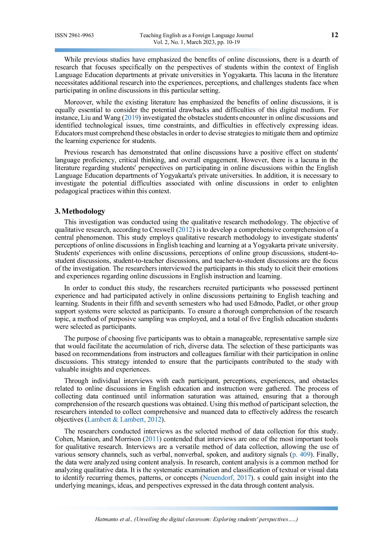 JURIS Unveiling the digital classroom Exploring students perspectives on engaging online discussions in English language education at a private university in Yogyakarta
