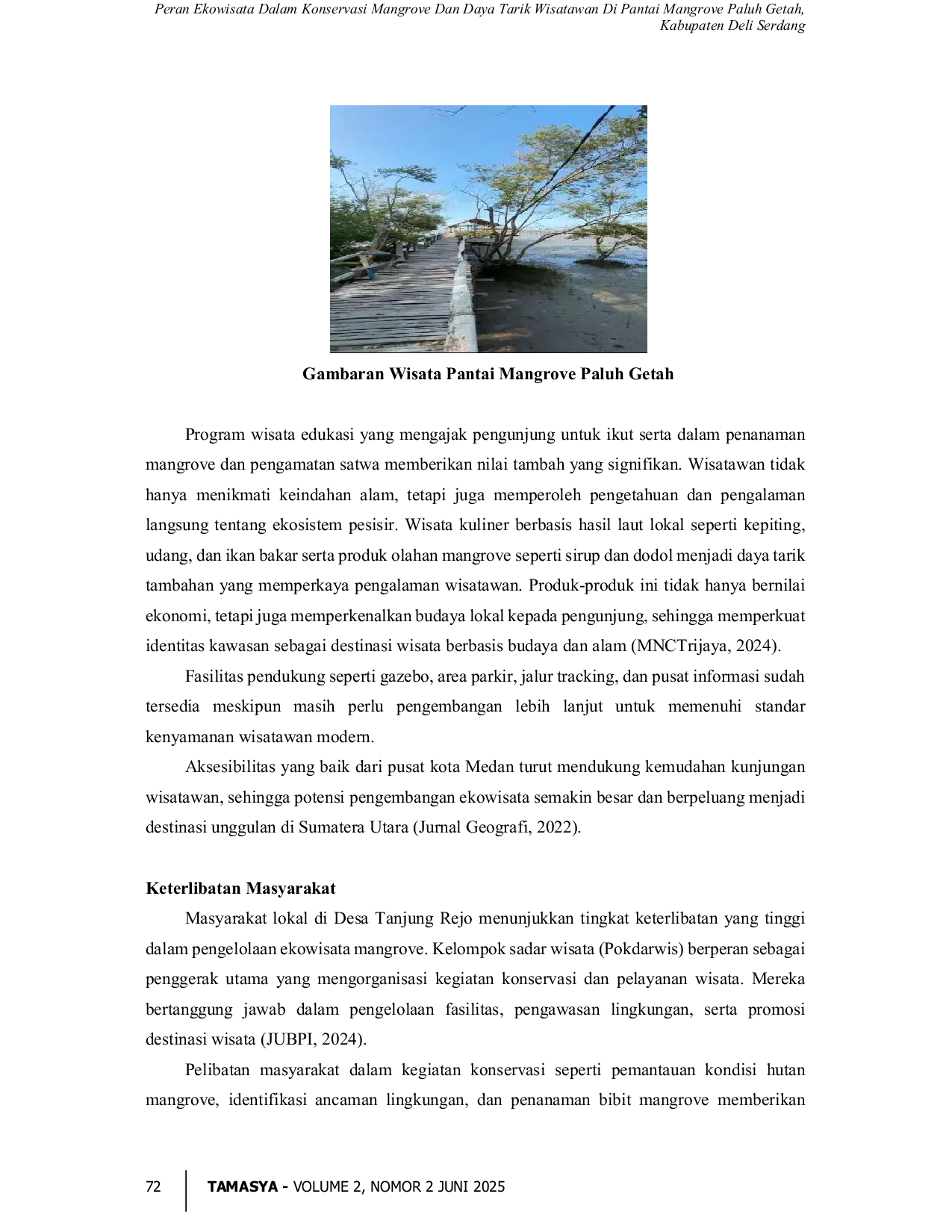 JURIS Peran Ekowisata Dalam Konservasi Mangrove Dan Daya Tarik Wisatawan Di Pantai Mangrove Paluh Getah Kabupaten Deli Serdang