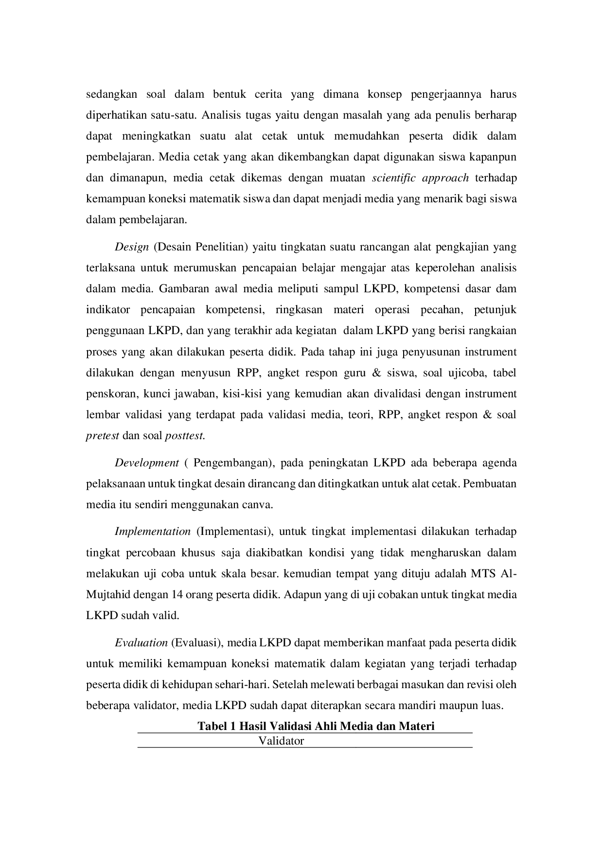 JURIS Pengembangan Lembar Kerja Peserta Didik Lkpd Berbasis Scientific Approach Untuk Meningkatkan Kemampuan Koneksi Matematik Pada Materi Operasi Pecahan