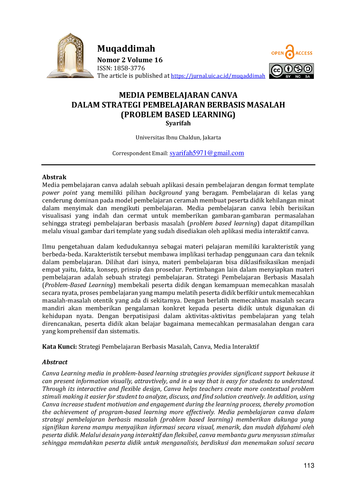 JURIS Media Pembelajaran Canva dalam Strategi Pembelajaran Berbasis Masalah Problem Based Learning