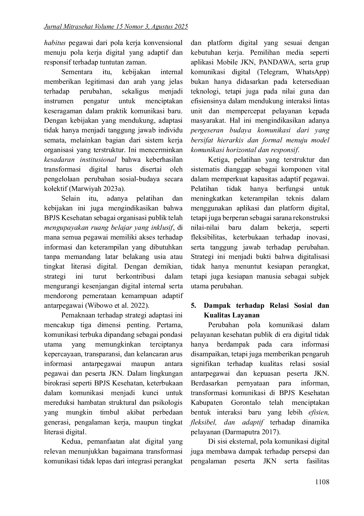 JURIS Transformasi Pola Komunikasi Pegawai Dalam Pelayanan Kesehatan Publik Di Era Digital Studi Sosiokultural
