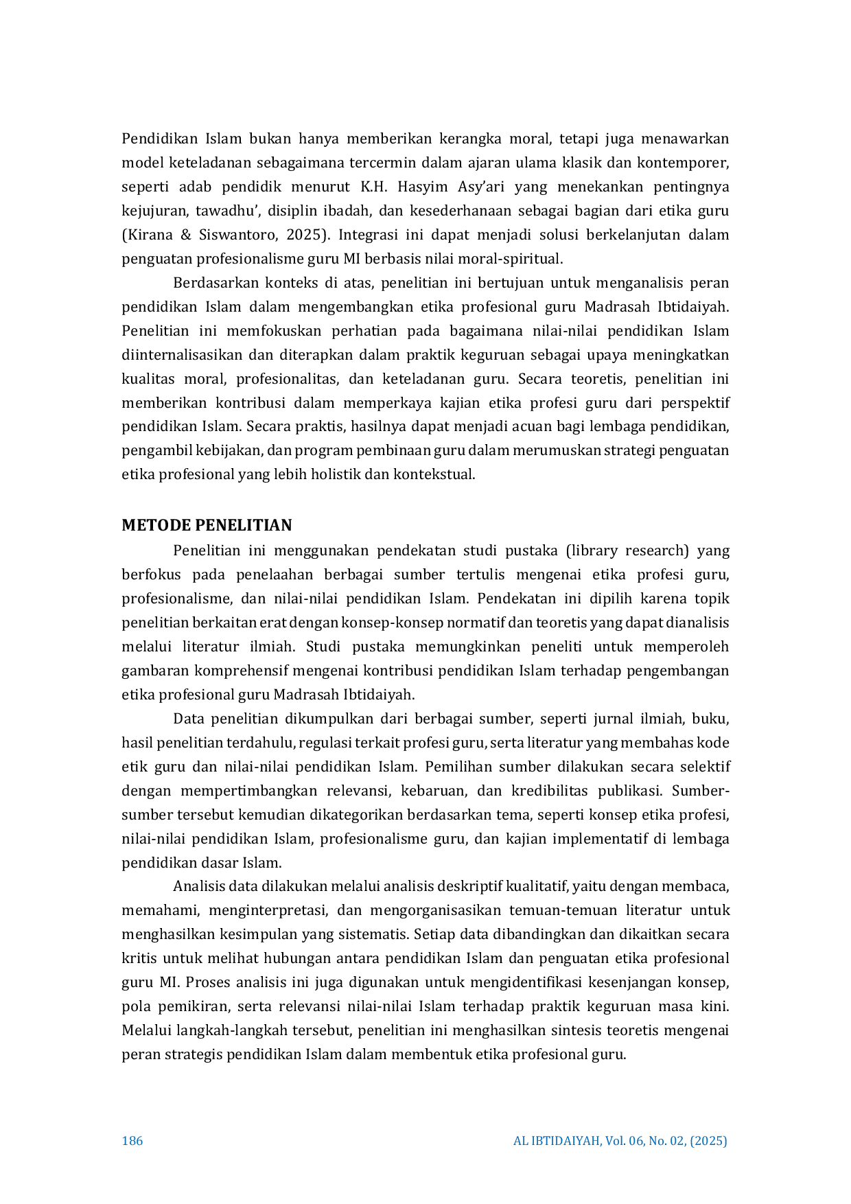 JURIS Peran Pendidikan Islam Dalam Mengembangkan Etika Guru Madrasah Ibtidaiyah Yang Berkualitas