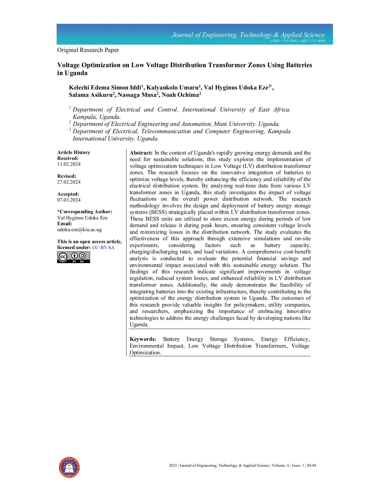 JURIS Voltage Optimization on Low Voltage Distribution Transformer Zones Using Batteries in Uganda