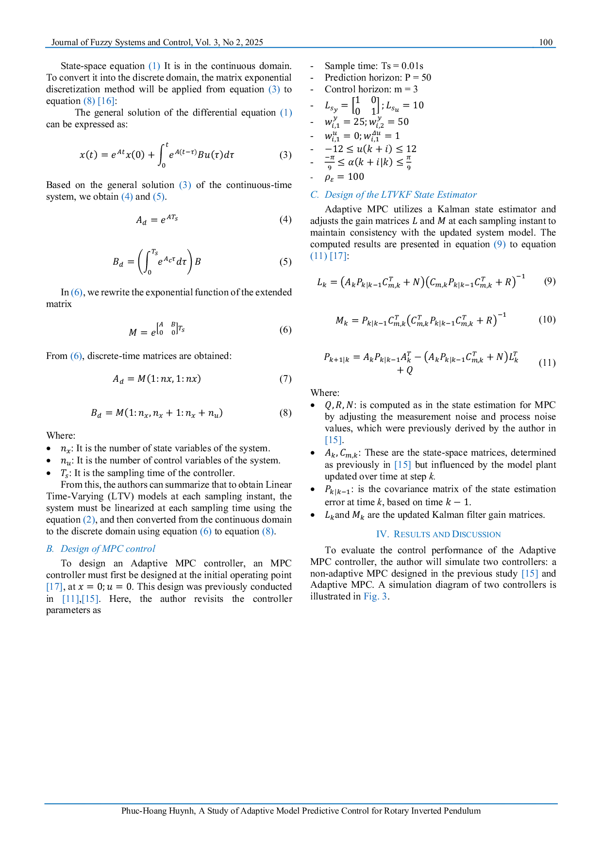 JURIS A Study of Adaptive Model Predictive Control for Rotary Inverted Pendulum