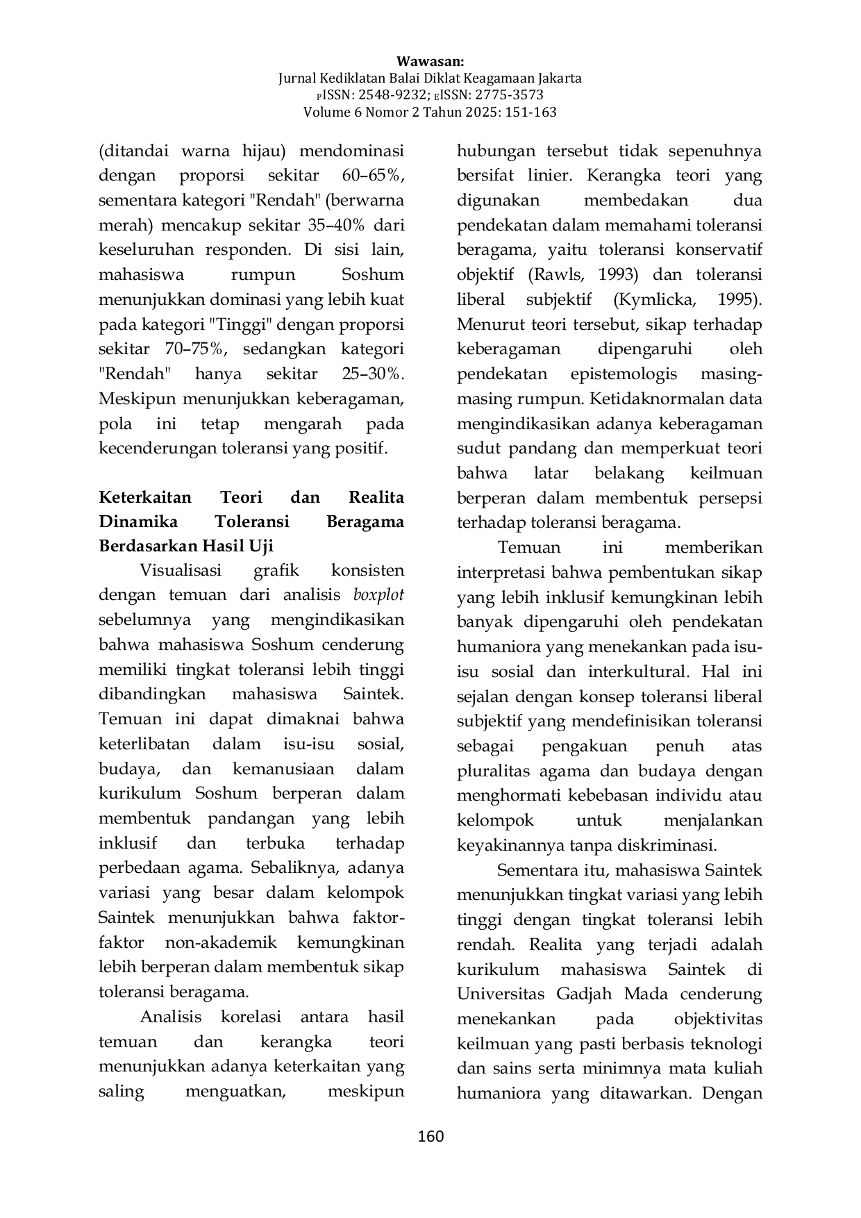 JURIS Studi Komparatif Pandangan Toleransi Beragama Berdasarkan Rumpun Keilmuan di Universitas Gadjah Mada