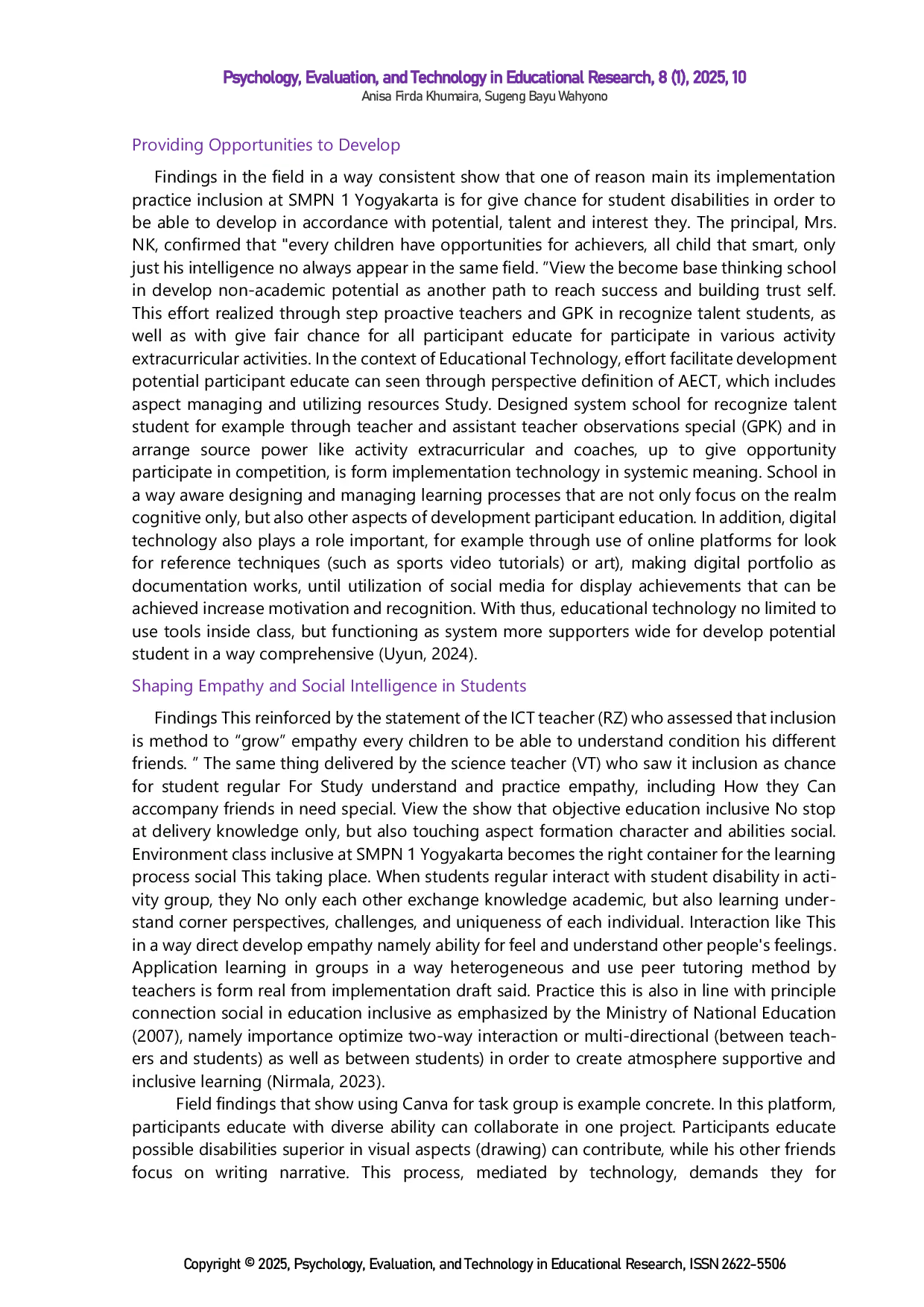 JURIS Differentiated learning in inclusive educational activities in junior high school