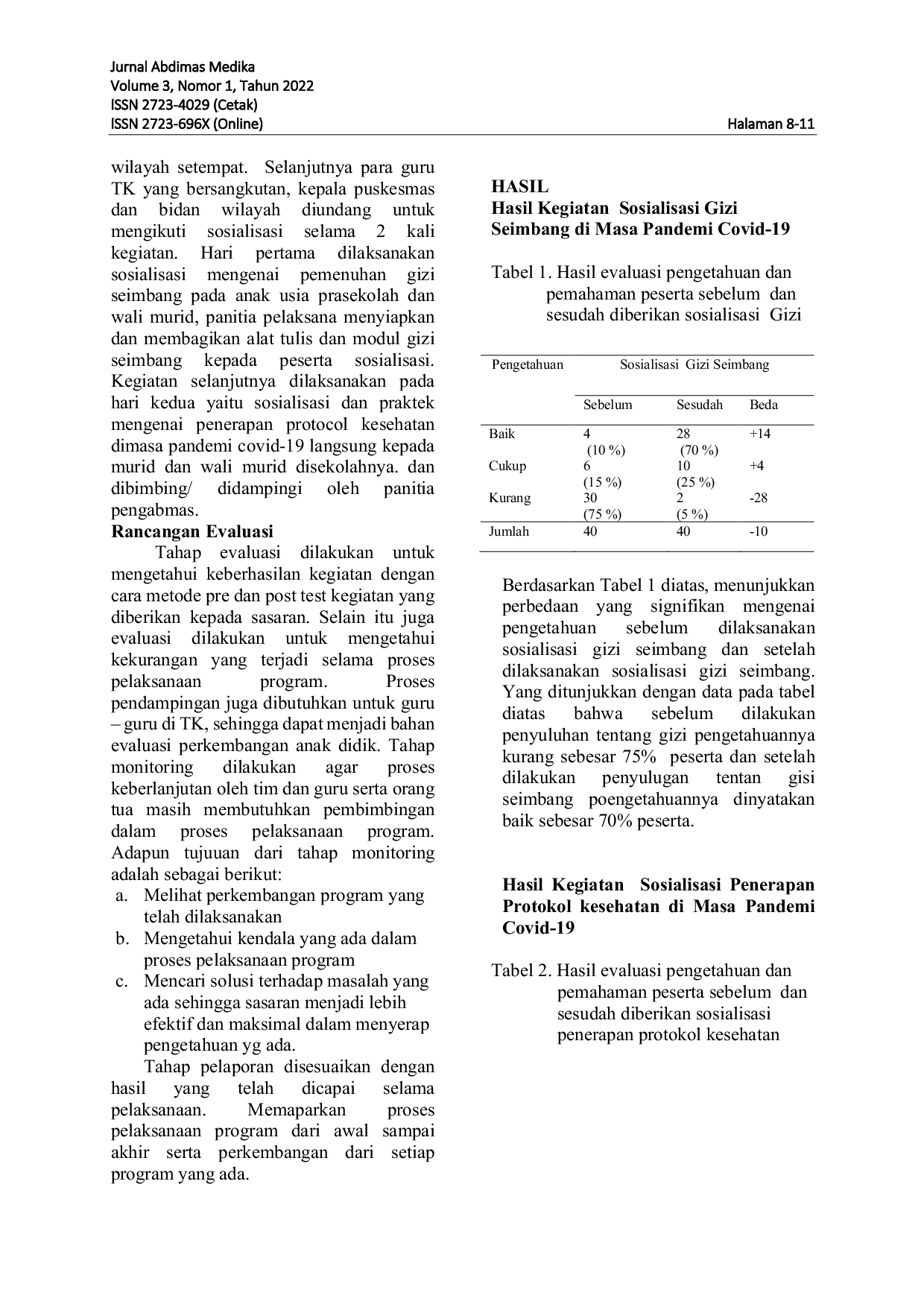 JURIS Penerapan Asupan Nutrisi Sehat Menghadapi Era New Normal Pada Murid Dan Wali Murid Taman Kanak Kanak