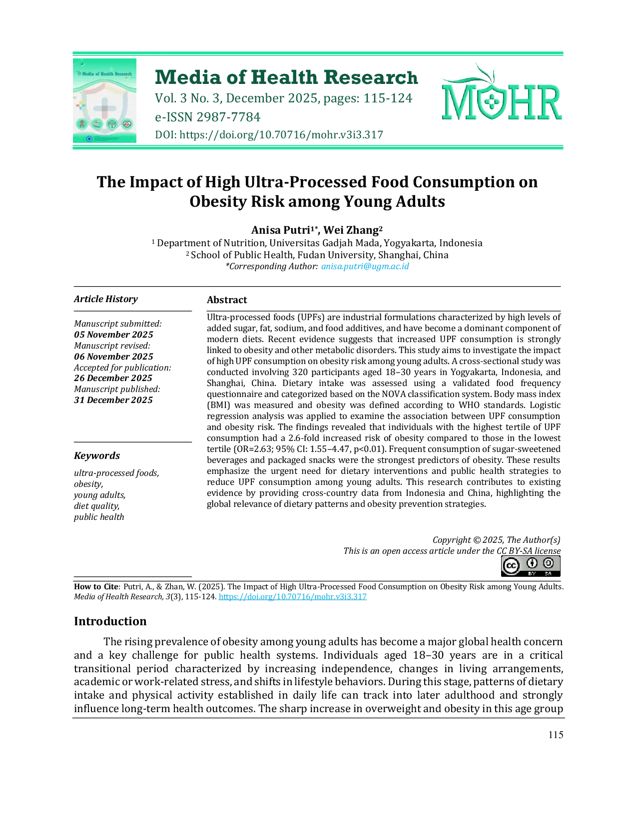 JURIS The Impact of High Ultra Processed Food Consumption on Obesity Risk among Young Adults