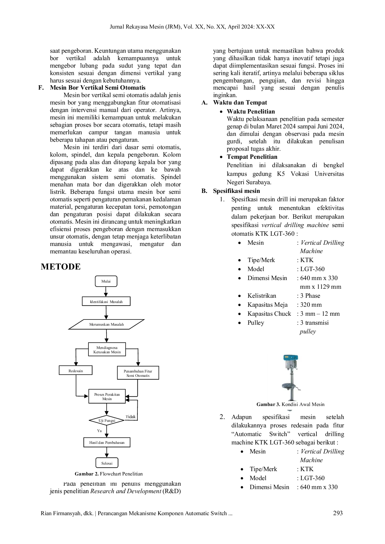 JURIS Perancangan Mekanisme Komponen Automatic Switch Vertical Drilling Machine KTK LGT 360