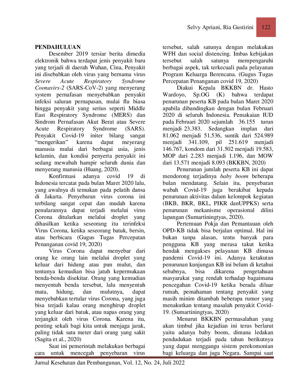 JURIS Pengetahuan Akseptor KB Tentang Covid 19 Dengan Kepatuhan Jadwal Kunjungan Kontrasespsi