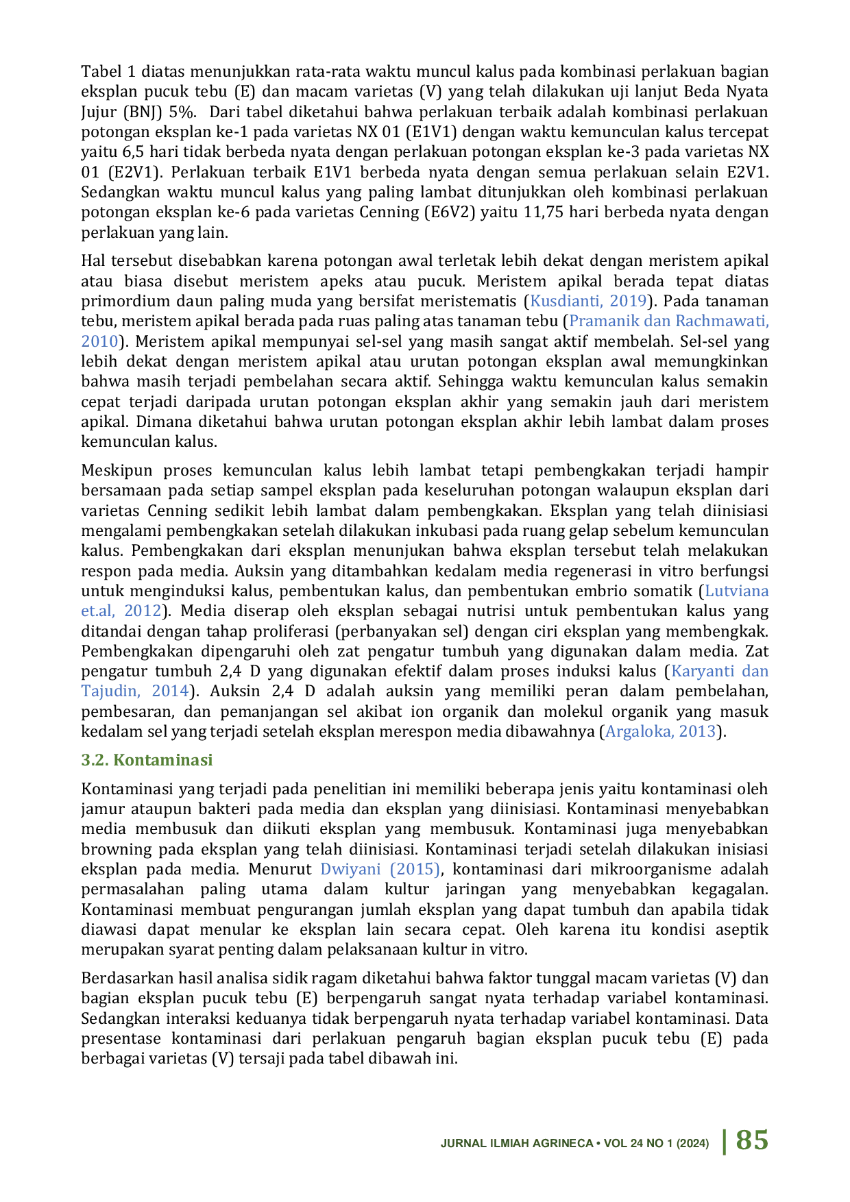 JURIS Pengaruh Pemilihan Eksplan Dan Varietas Terhadap Induksi Kalus Tanaman Tebu Saccharum Officinarum L