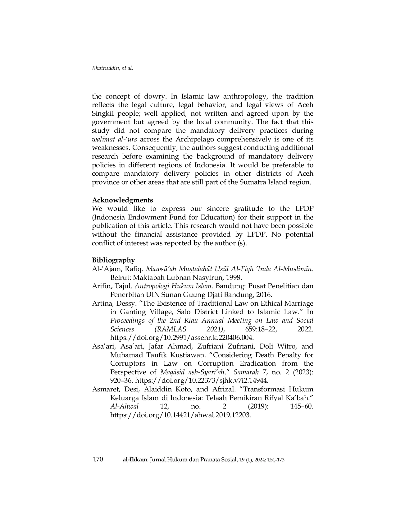 JURIS Belo Bellen as Compulsory Delivery in Aceh Singkil Wedding Urf and Islamic Law Anthropology Review