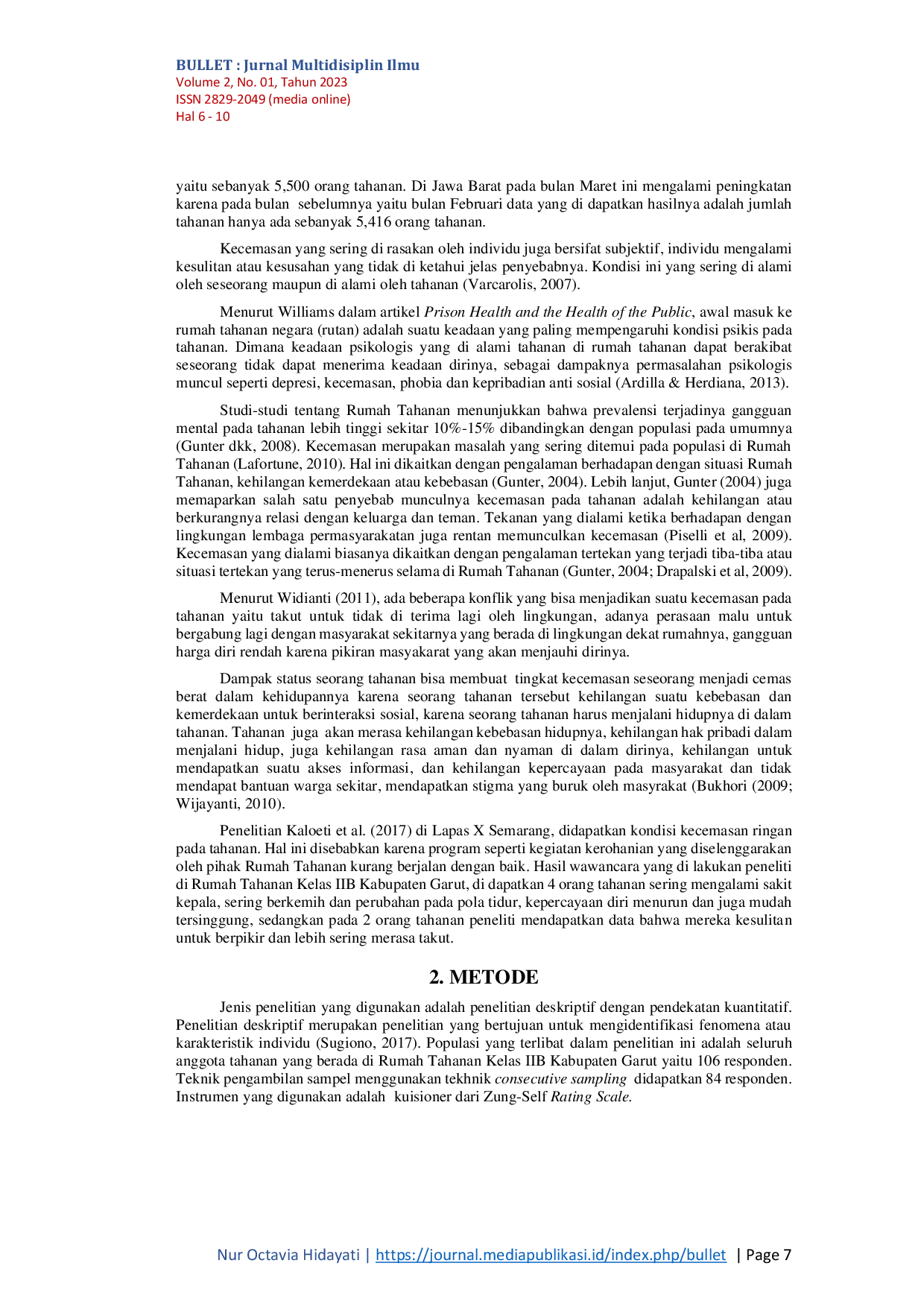 JURIS Gambaran Tingkat Kecemasan pada Tahanan di Rumah Tahanan Klas IIB Garut