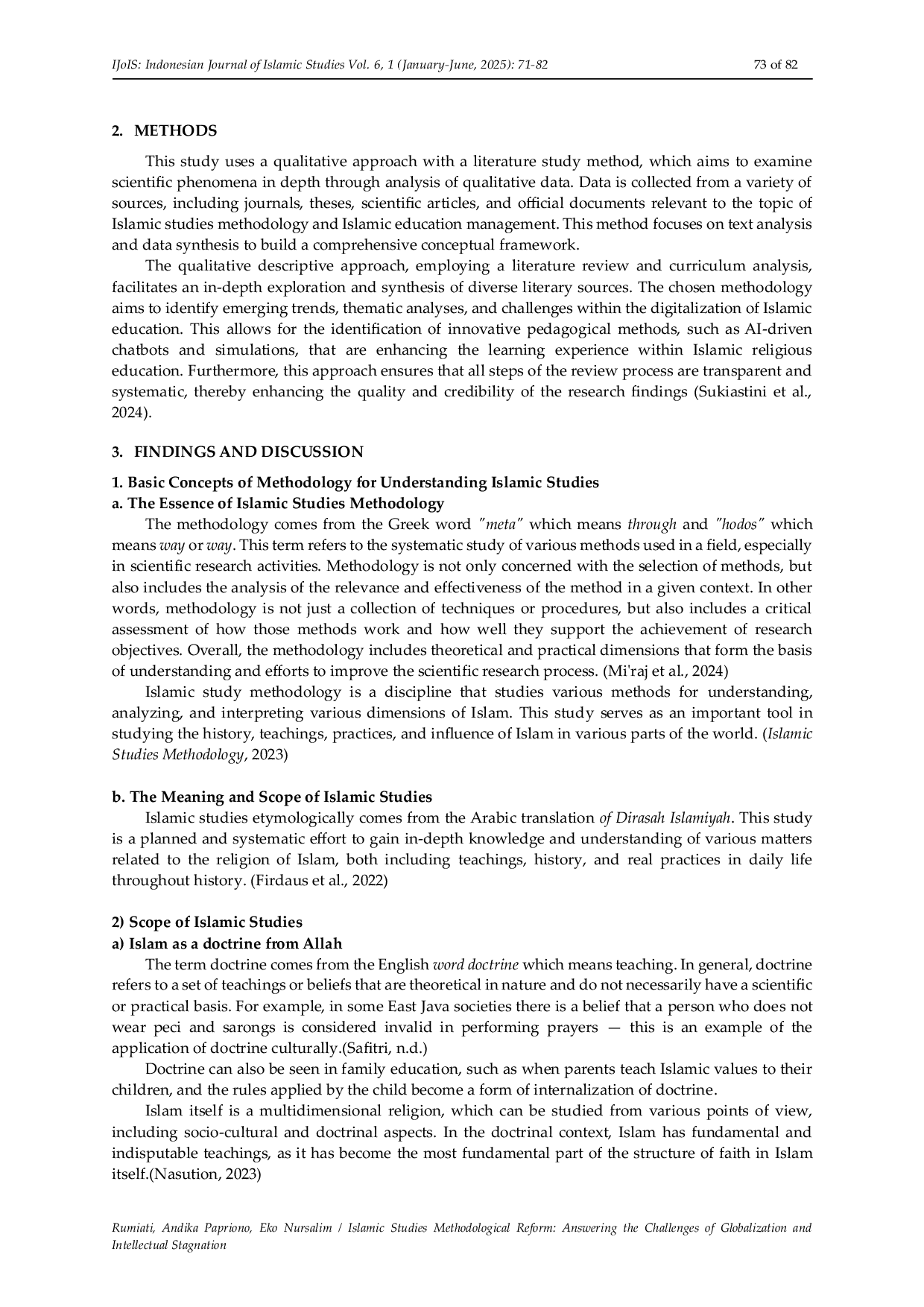 JURIS Islamic Studies Methodological Reform Answering the Challenges of Globalization and Intellectual Stagnation