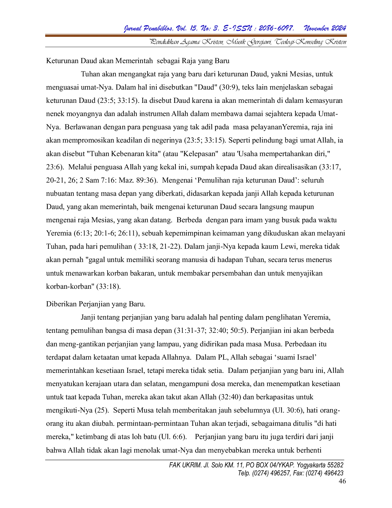 JURIS Penghukuman Allah Kepada Umat Nya Dalam Kitab Yeremia Dan Relevansinya Bagi Umat Allah Masa Kini