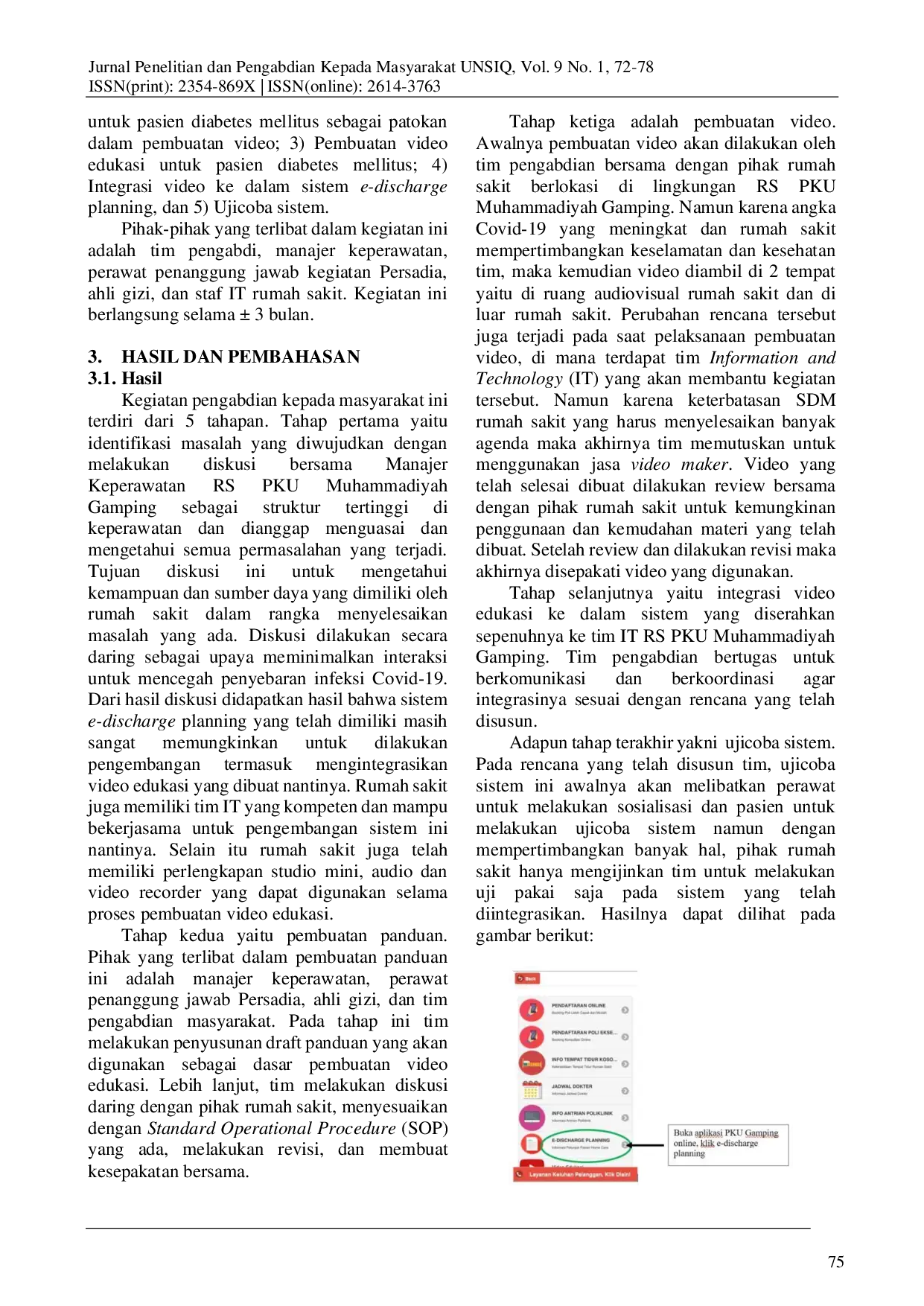 juris Edukasi Untuk Pasien Diabetes Mellitus Melalui Pemanfaatan E Discharge Planning Di Rs Pku Muhammadiyah Gamping