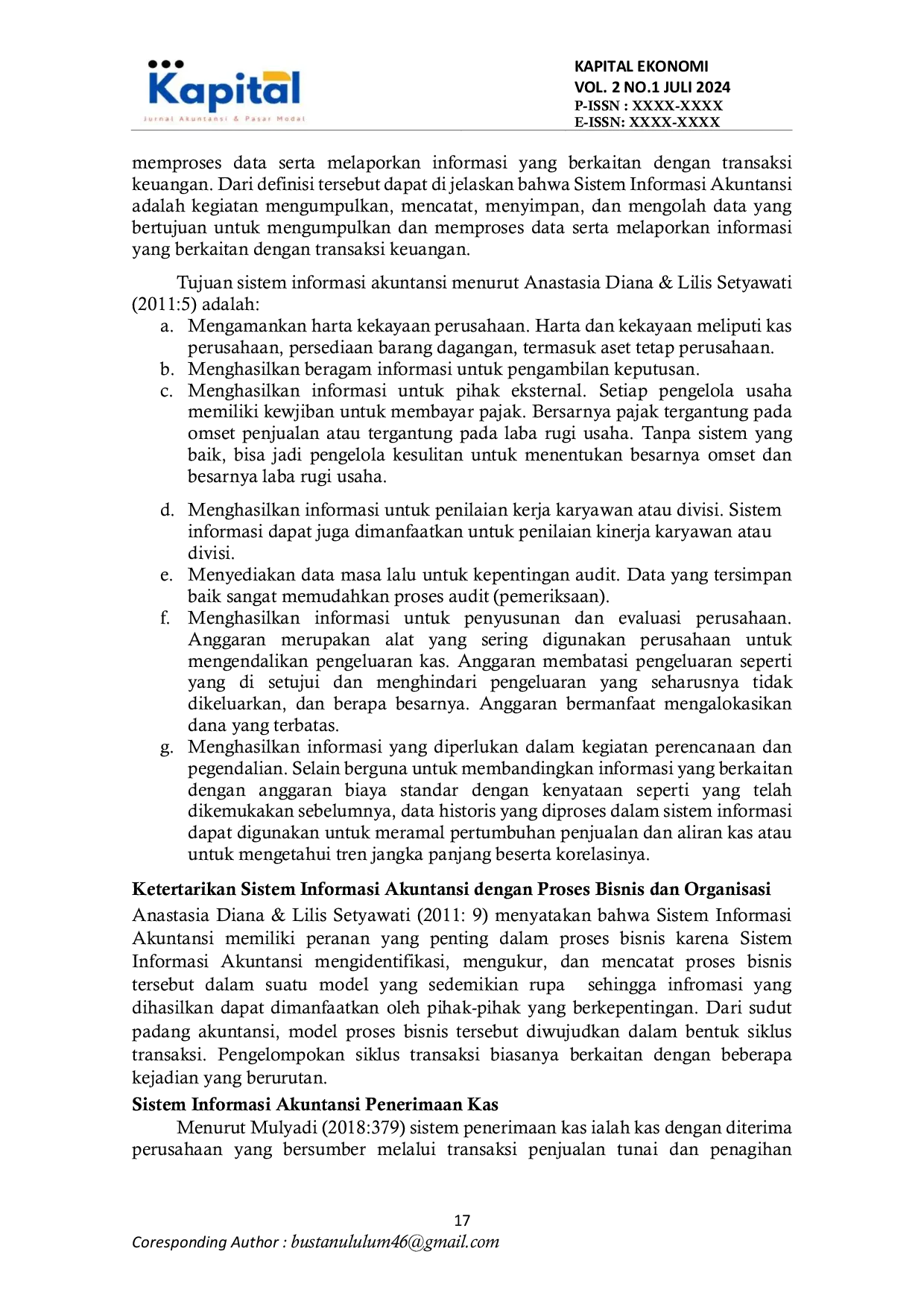 JURIS Analisis Penerapan Sistem Informasi Akuntansi Penerimaan Kas Pada PT XYZ di Gresik